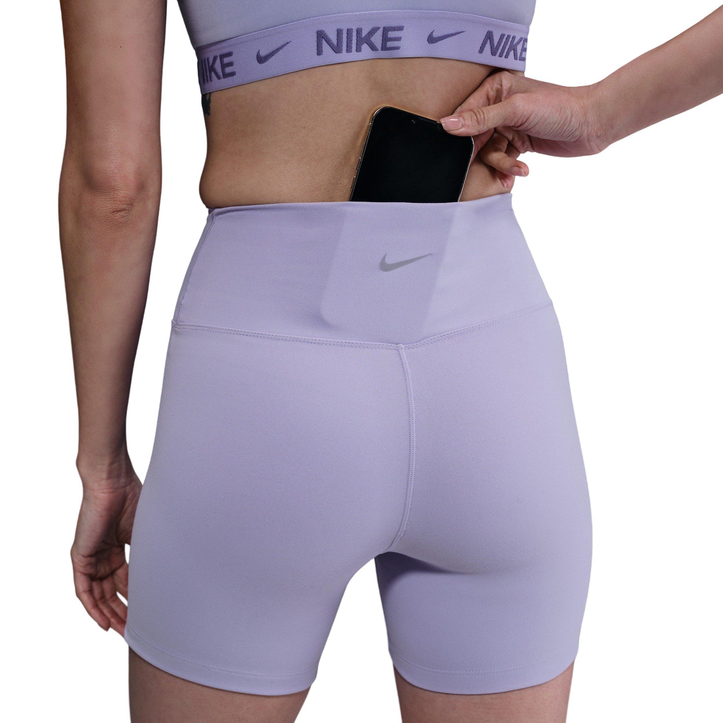 Nike Women's One High-Waisted 5" Biker Shorts -Lilac - LILAC/BLACK Thumbnail View 3