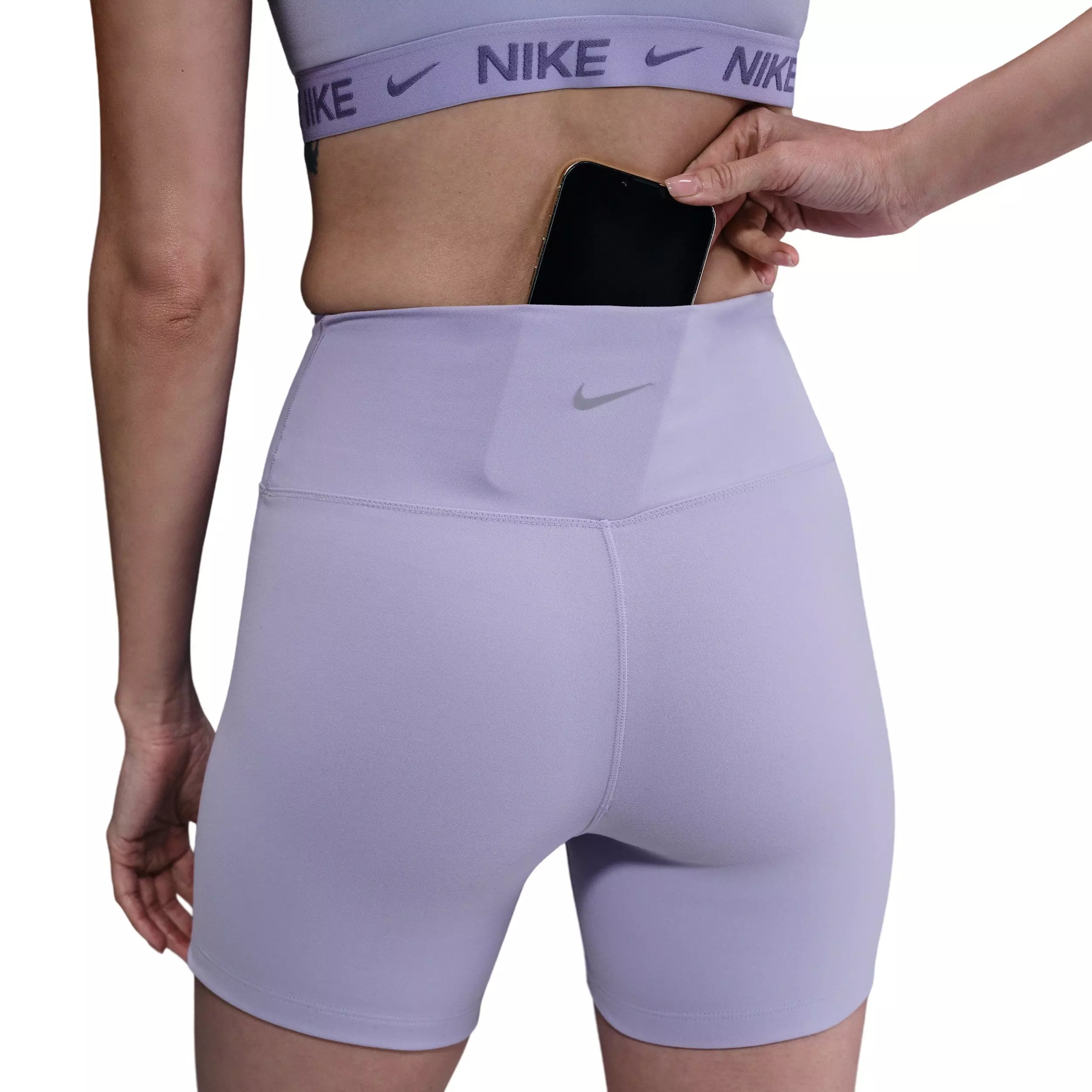 Nike Women's One High-Waisted 5" Biker Shorts -Lilac - LILAC/BLACK