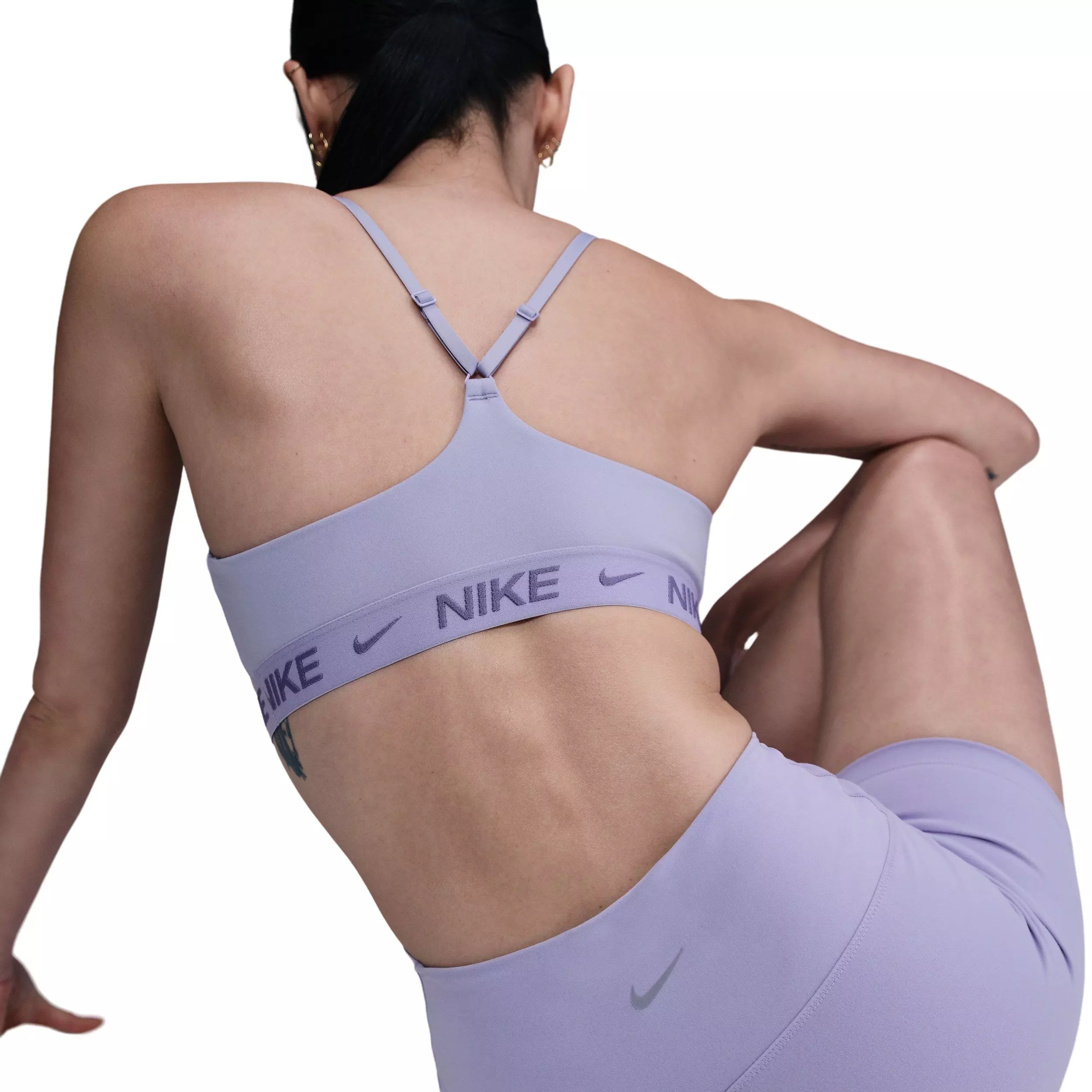 Nike Women's One High-Waisted 5" Biker Shorts -Lilac - LILAC/BLACK