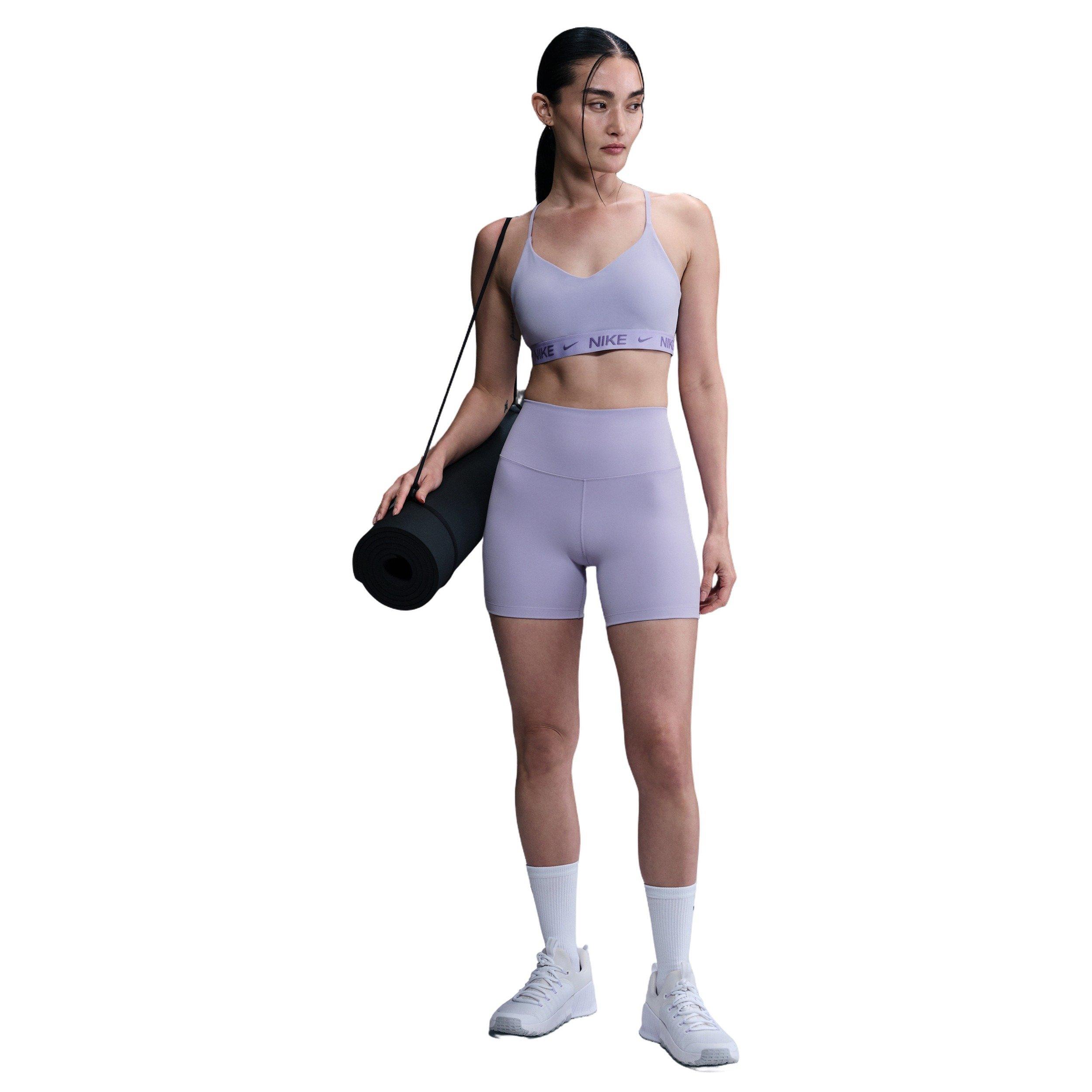 Nike Women's One High-Waisted 5" Biker Shorts -Lilac - LILAC/BLACK Thumbnail View 5