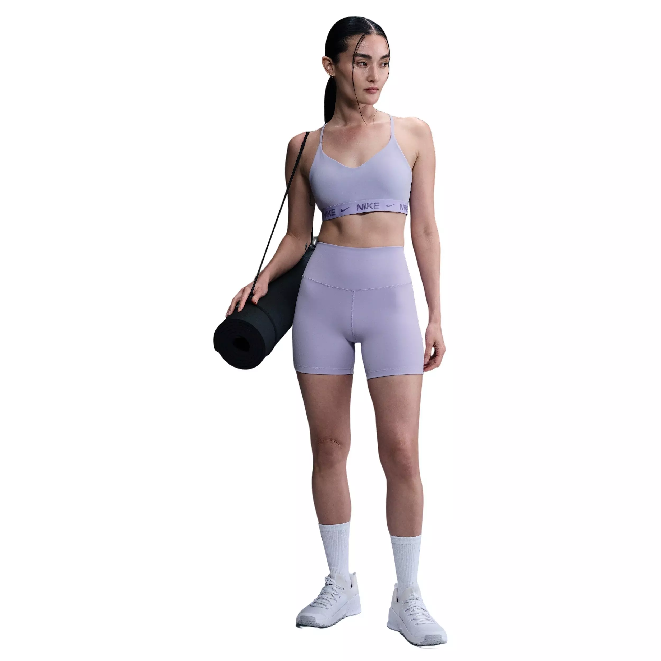 Nike Women's One High-Waisted 5" Biker Shorts -Lilac - LILAC/BLACK