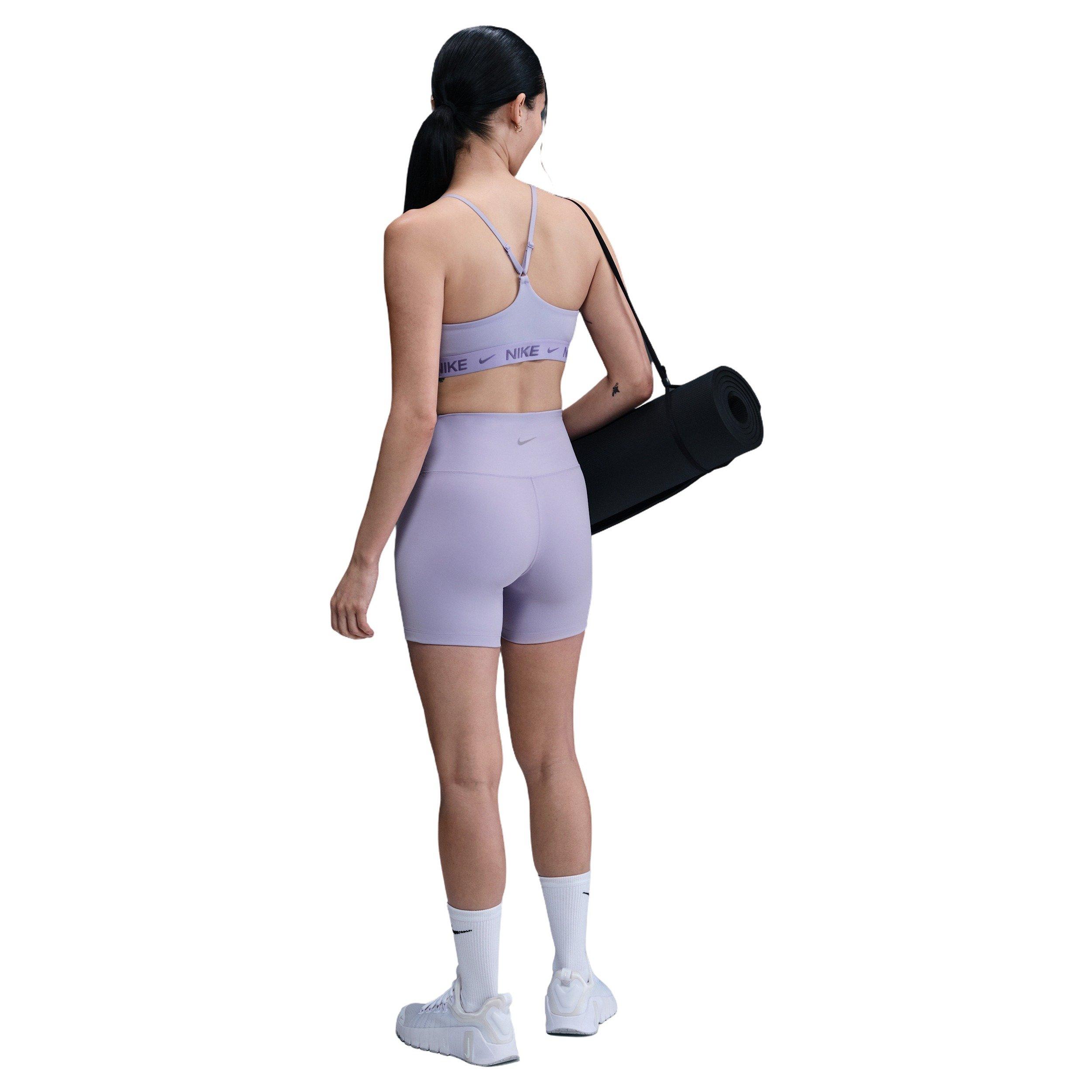 Nike Women's One High-Waisted 5" Biker Shorts -Lilac - LILAC/BLACK Thumbnail View 6