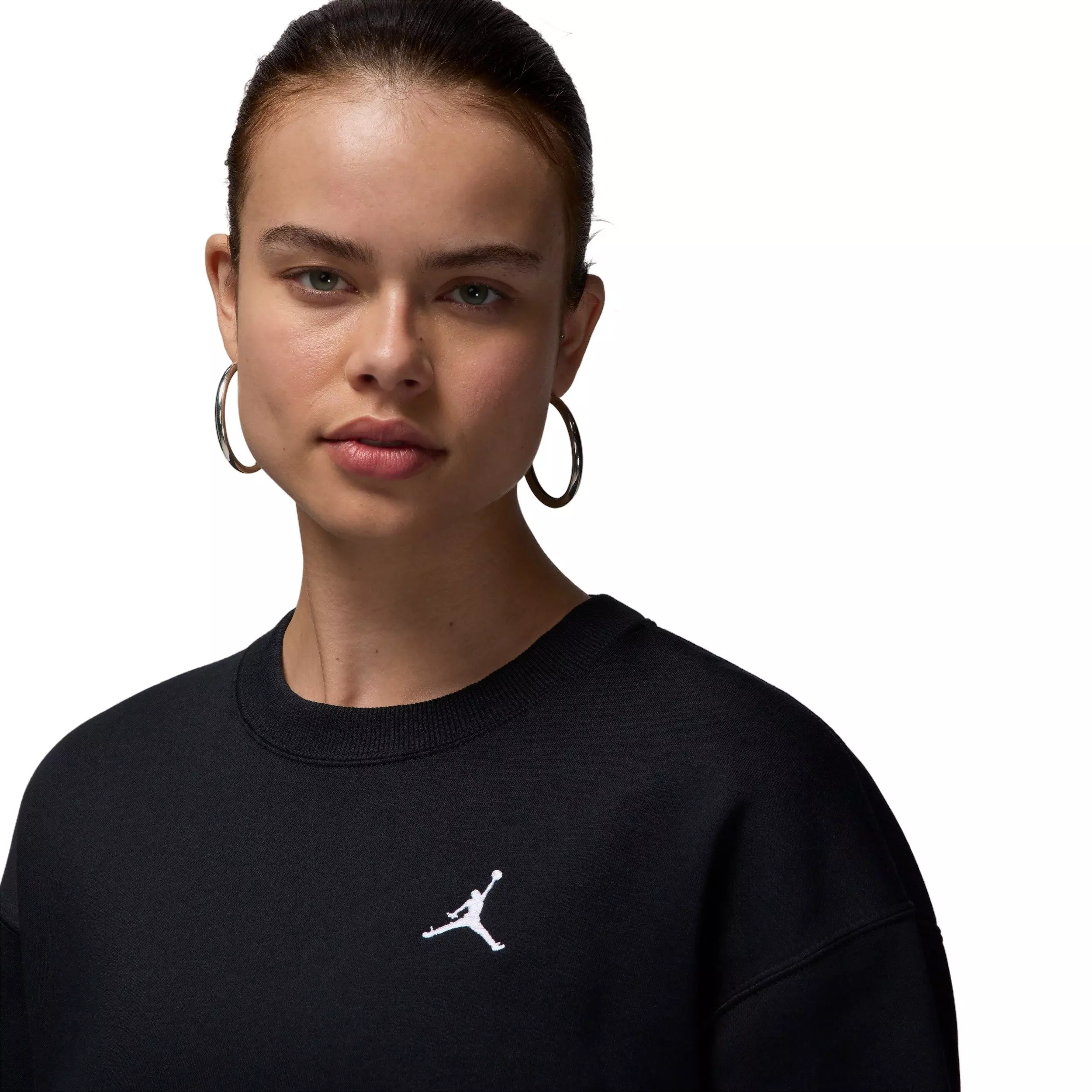 Jordan Women's Brooklyn Fleece Crew-Neck Sweatshirt -Black - BLACK/WHITE