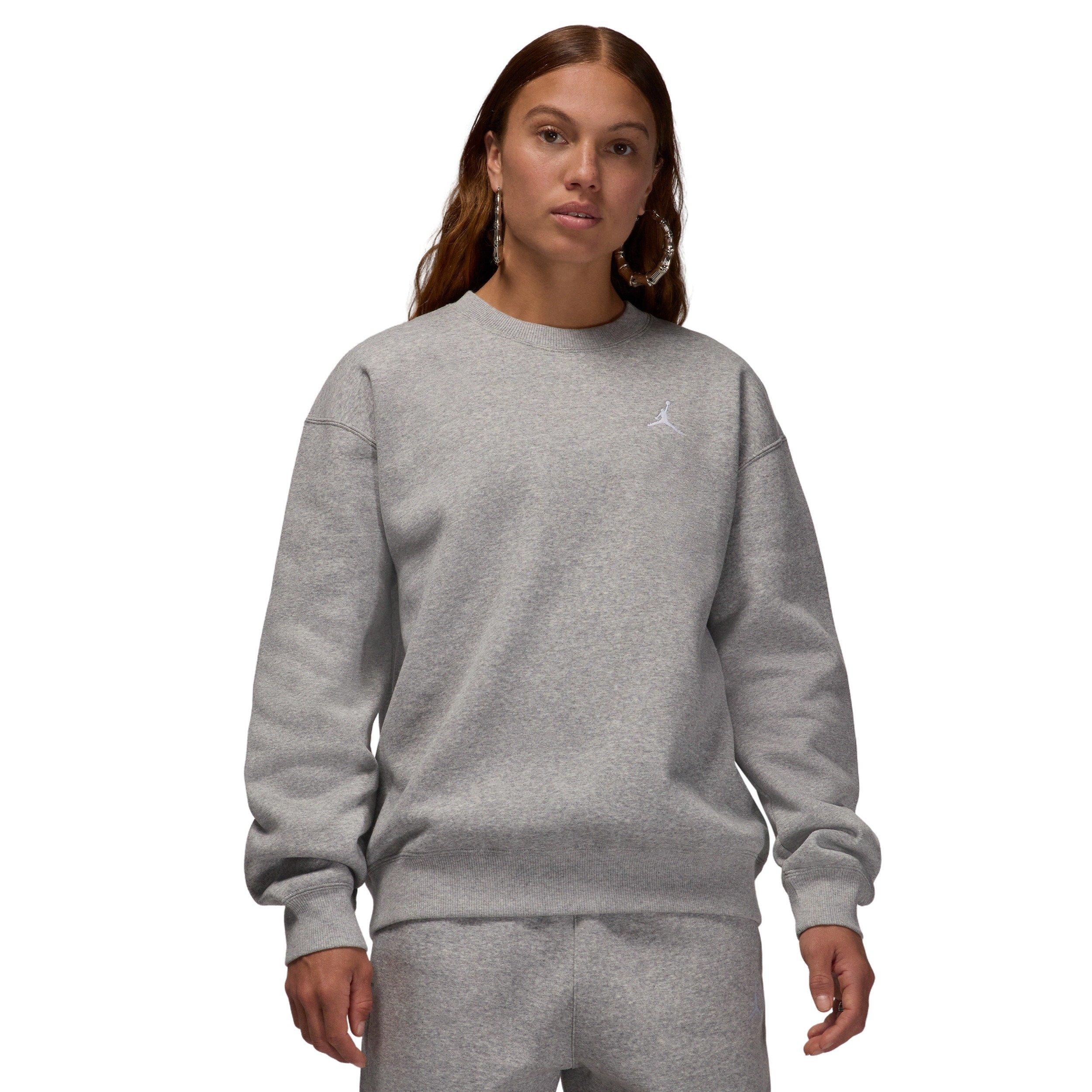 Jordan Women's Brooklyn Fleece Crew-Neck Sweatshirt -Grey - GREY/WHITE Thumbnail View 1