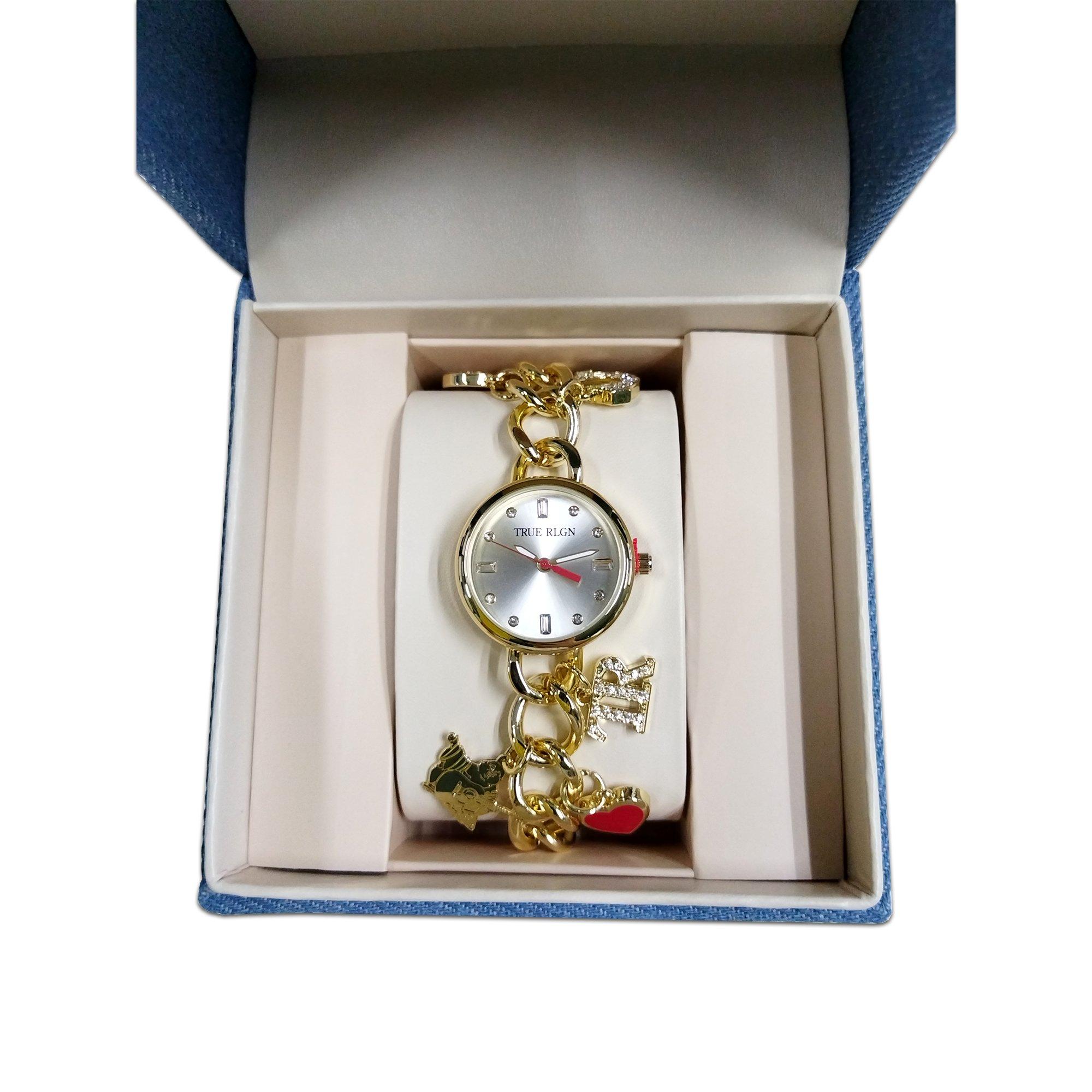 True Religion Gold Charm Bracelet Watch with White Dial 8157K_7010_main main image 3