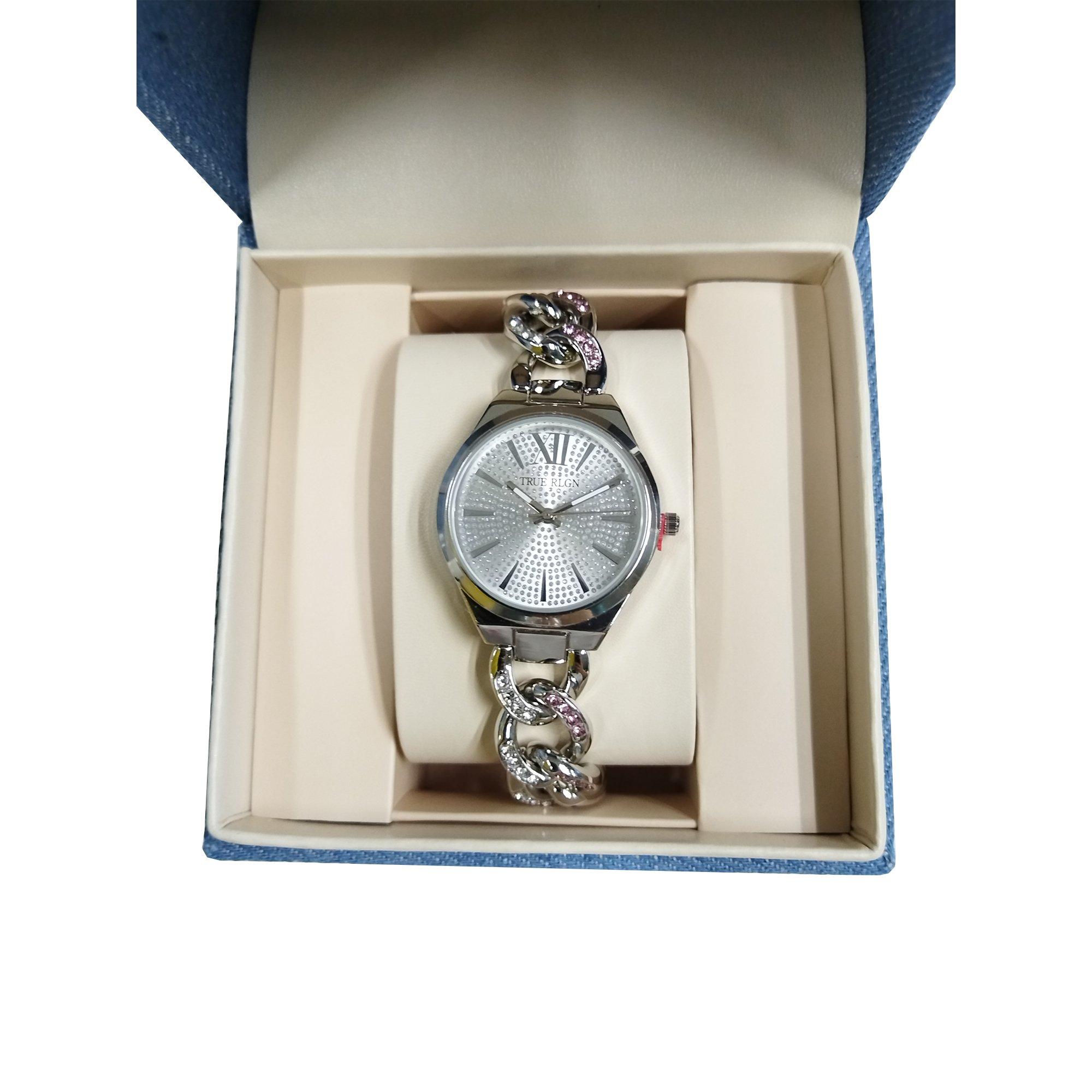 True Religion Women's Iced Link Case Watch - Silver - SILVER Thumbnail View 1
