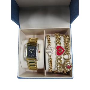 True Religion Women's 4-Piece Tank Watch/Bracelet Set -Gold