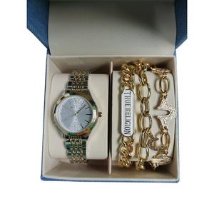 True Religion Women's Spotted Dial Watch w/ Bracelets -Silver/Gold