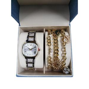 True Religion Women's Square Dial Watch/Bracelet Set - Gold