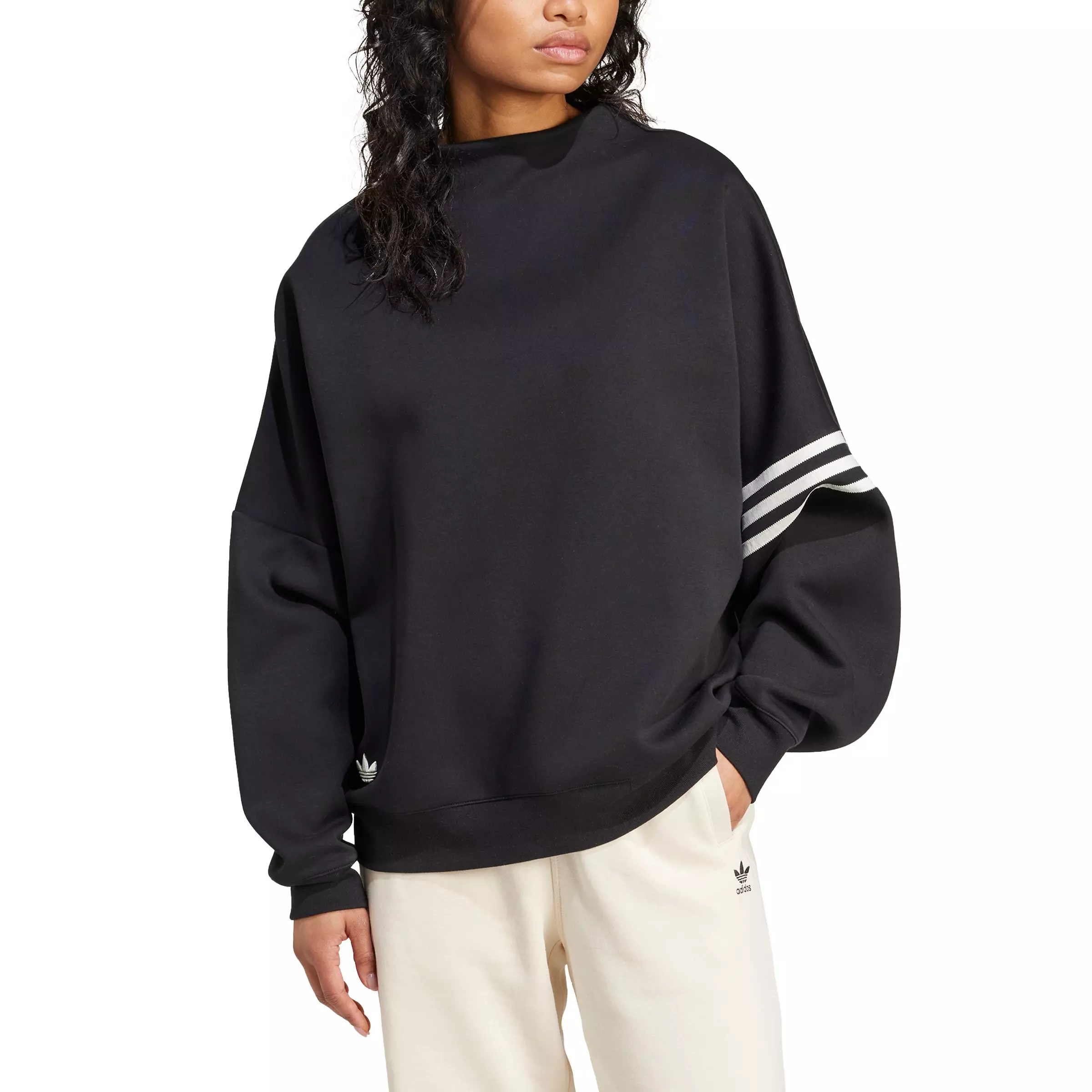 adidas Women's Originals Neuclassics Oversized Mock Neck Sweatshirt - Black - BLACK