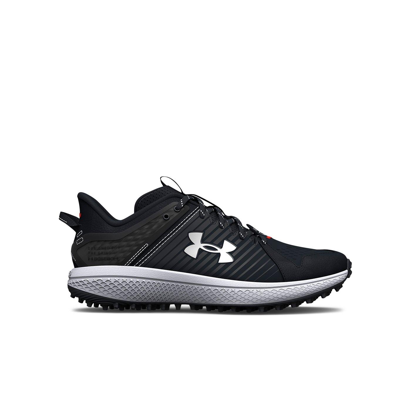 Under Armour Yard Turf "Black/White" Grade School Boys' Baseball Shoe - BLACK/WHITE Thumbnail View 1