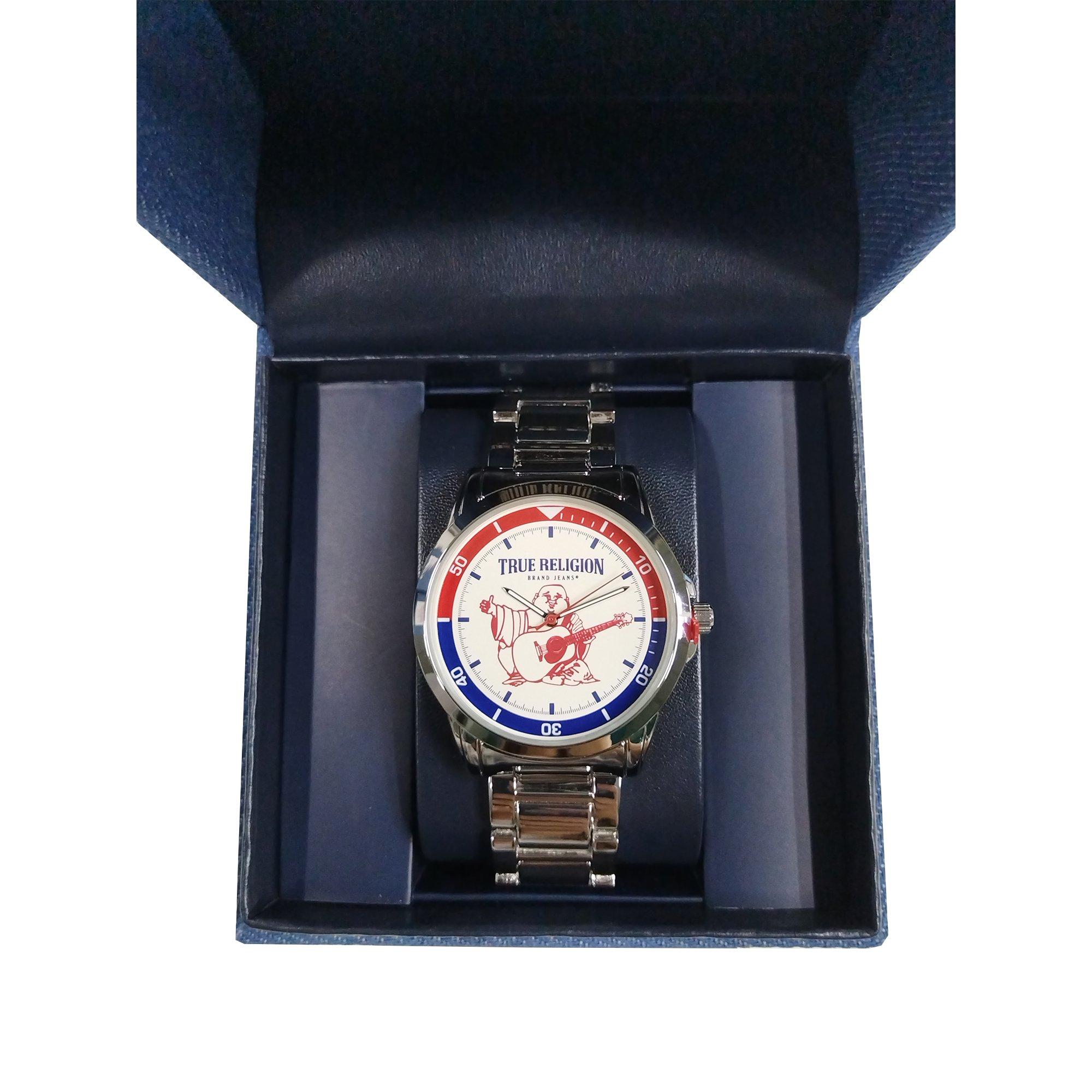 True Religion Men's Buddha Guitar Logo Watch - Silver
