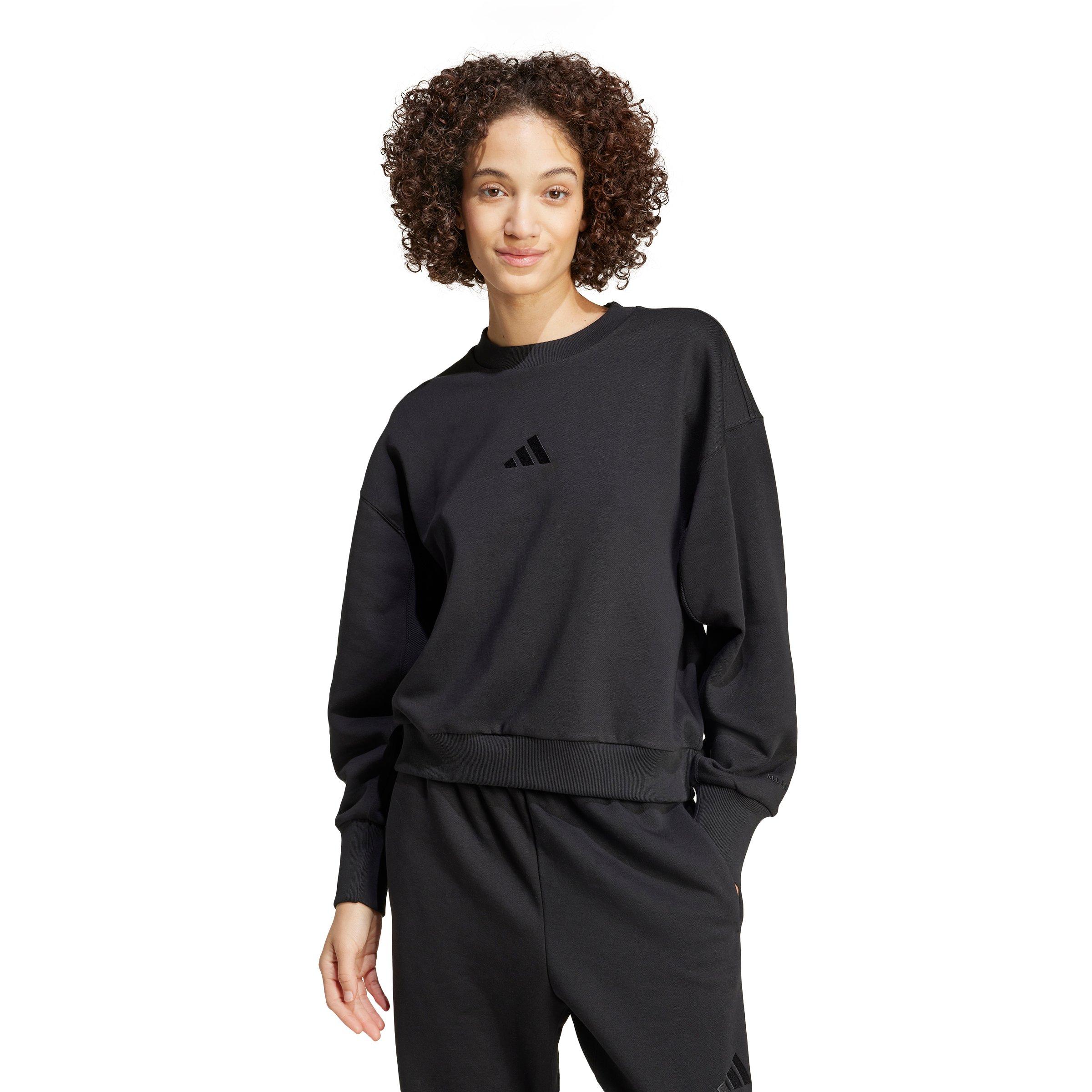 adidas Women's ALL SZN Fleece Loose Sweatshirt - Black - BLACK Thumbnail View 1