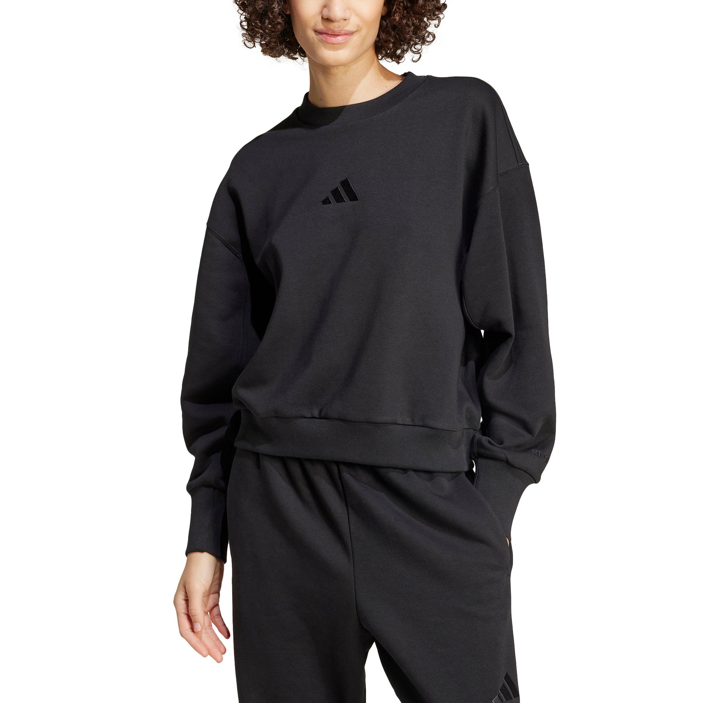 adidas Women's ALL SZN Fleece Loose Sweatshirt - Black - BLACK Thumbnail View 3