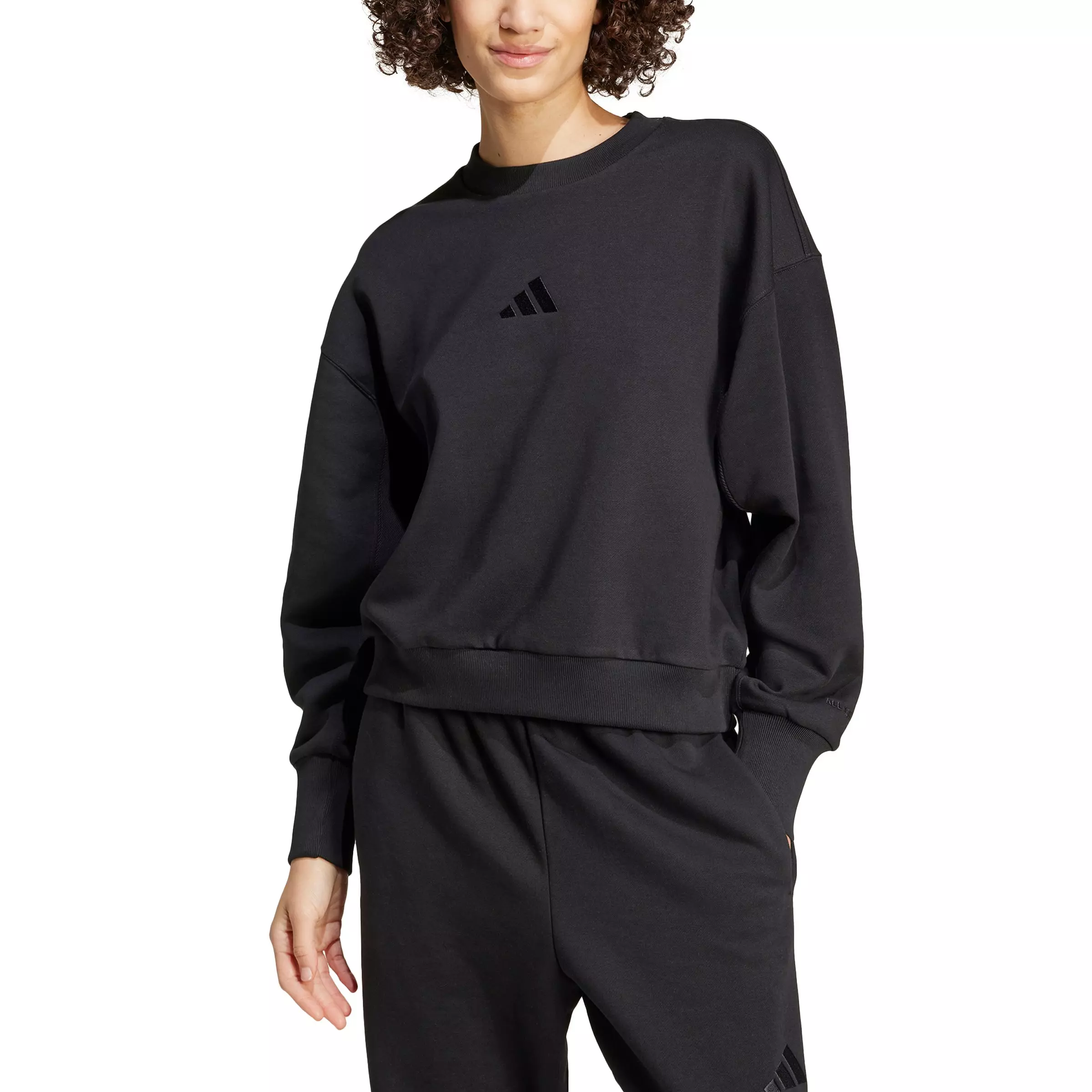 adidas Women's ALL SZN Fleece Loose Sweatshirt - Black - BLACK