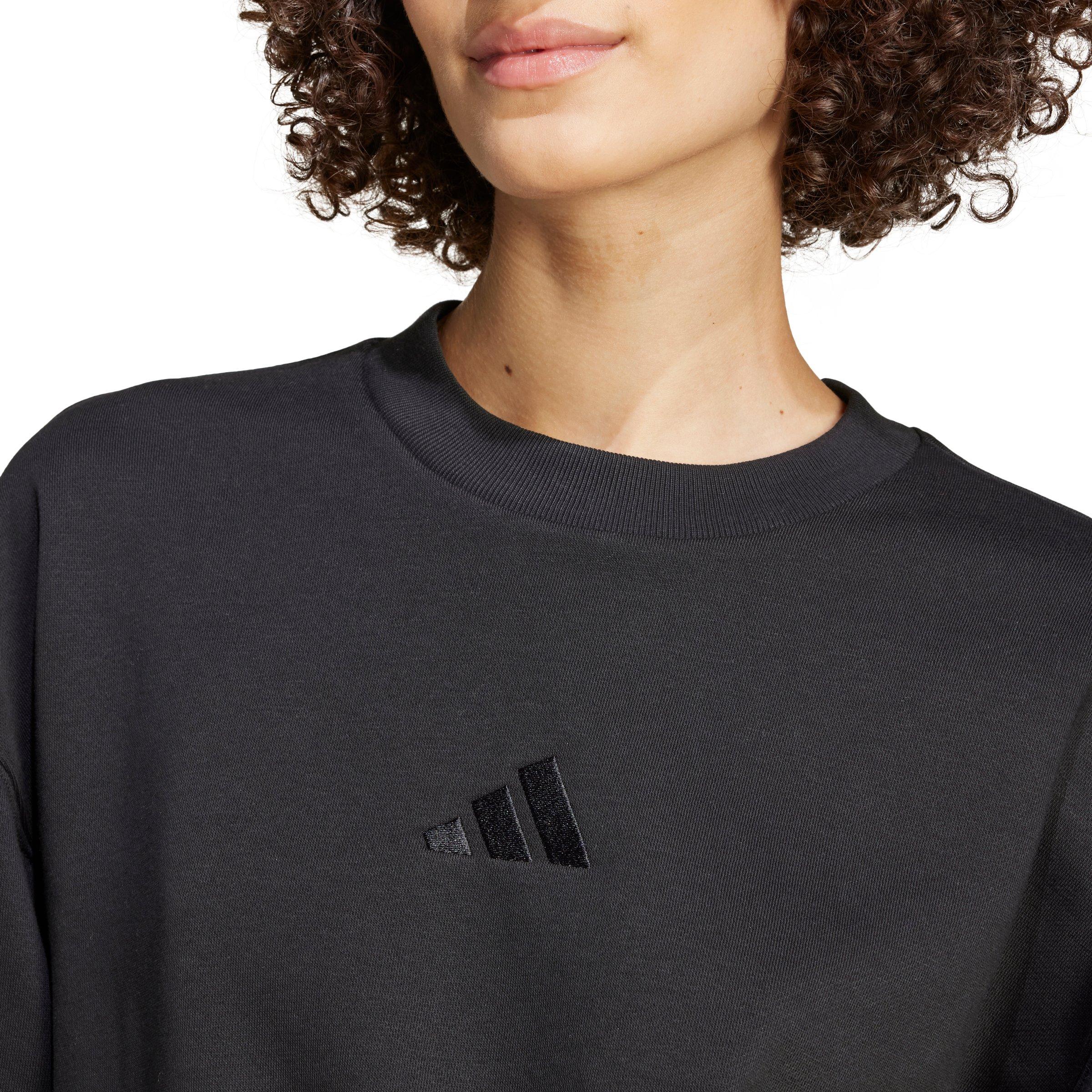 adidas Women's ALL SZN Fleece Loose Sweatshirt - Black - BLACK Thumbnail View 4