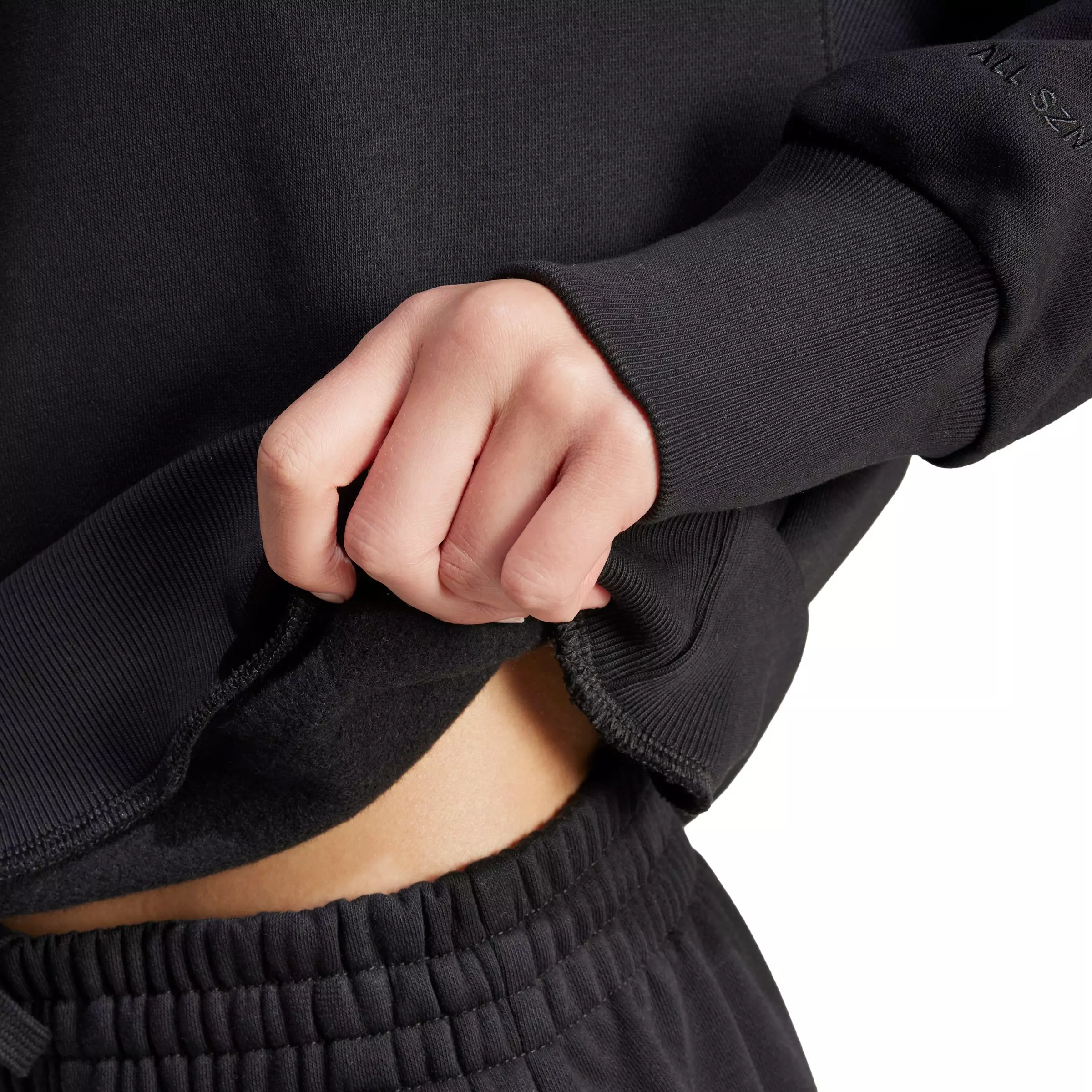 adidas Women's ALL SZN Fleece Loose Sweatshirt - Black - BLACK