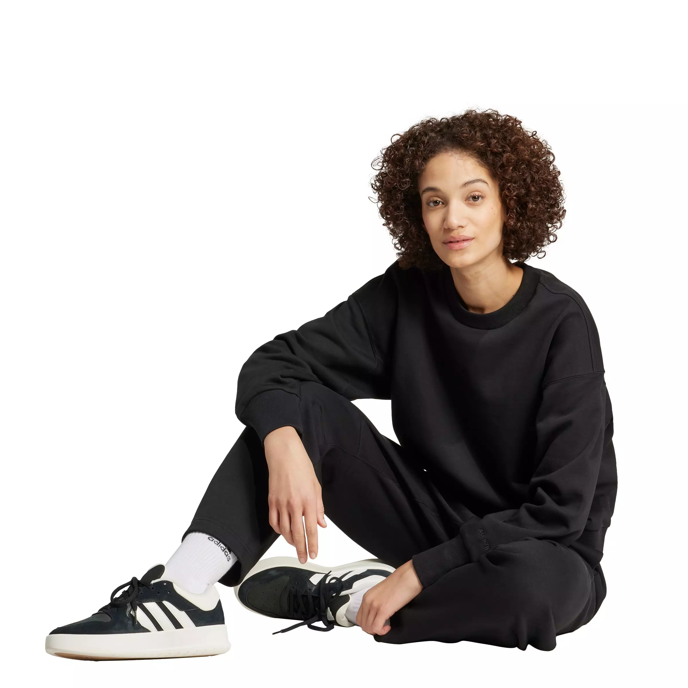 adidas Women's ALL SZN Fleece Loose Sweatshirt - Black - BLACK