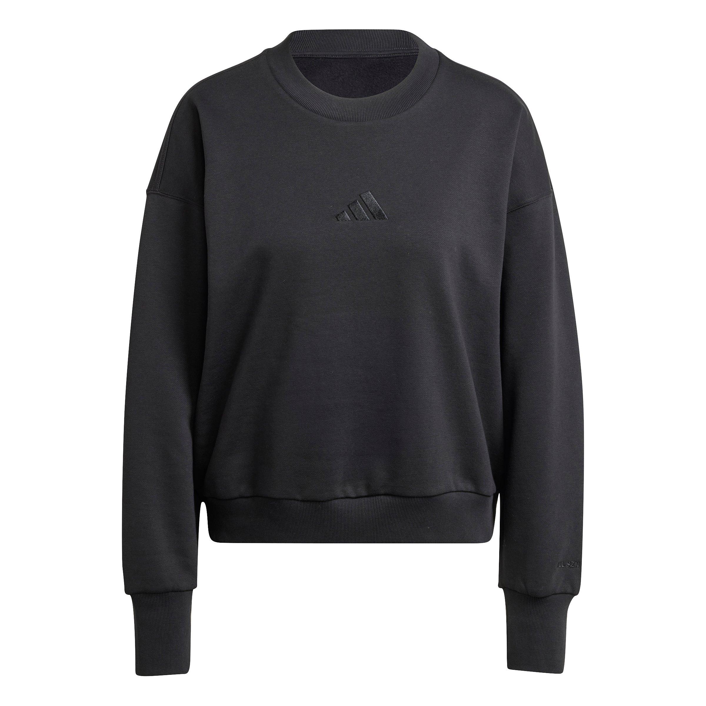 adidas Women's ALL SZN Fleece Loose Sweatshirt - Black - BLACK Thumbnail View 7