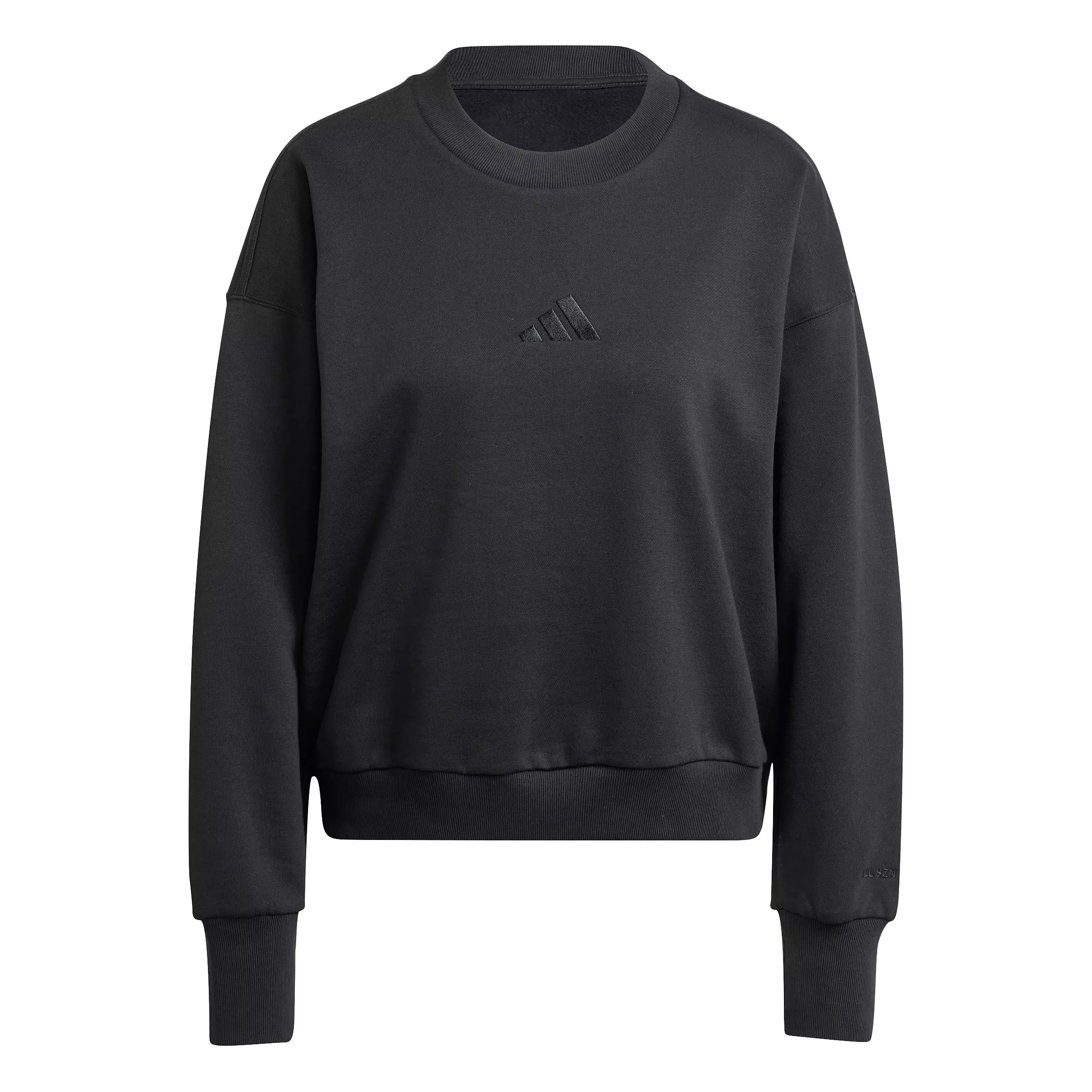 adidas Women's ALL SZN Fleece Loose Sweatshirt - Black - BLACK