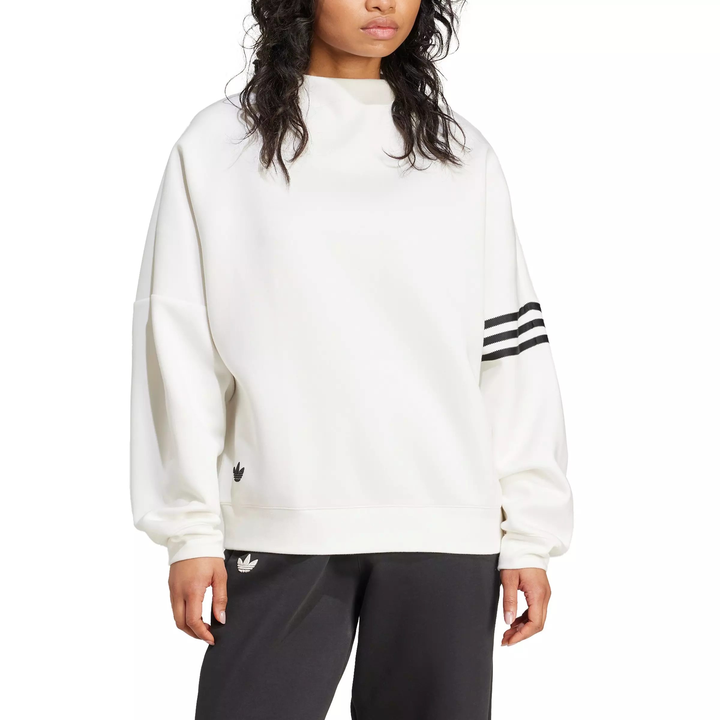 adidas Women's Originals Neuclassics Oversized Mock Neck Sweatshirt - White - WHITE