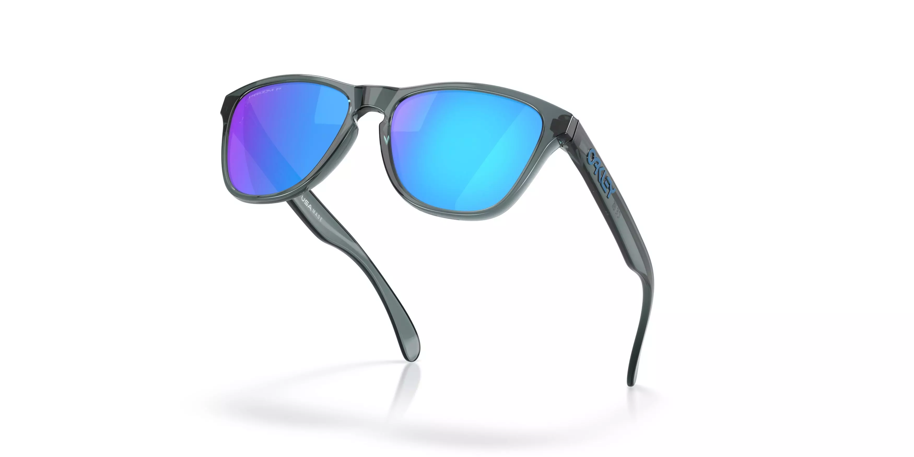 Oakley Frogskins S Prizm Sapphire Polarized Sunglasses - Crystal Black - BLACK/BLUE