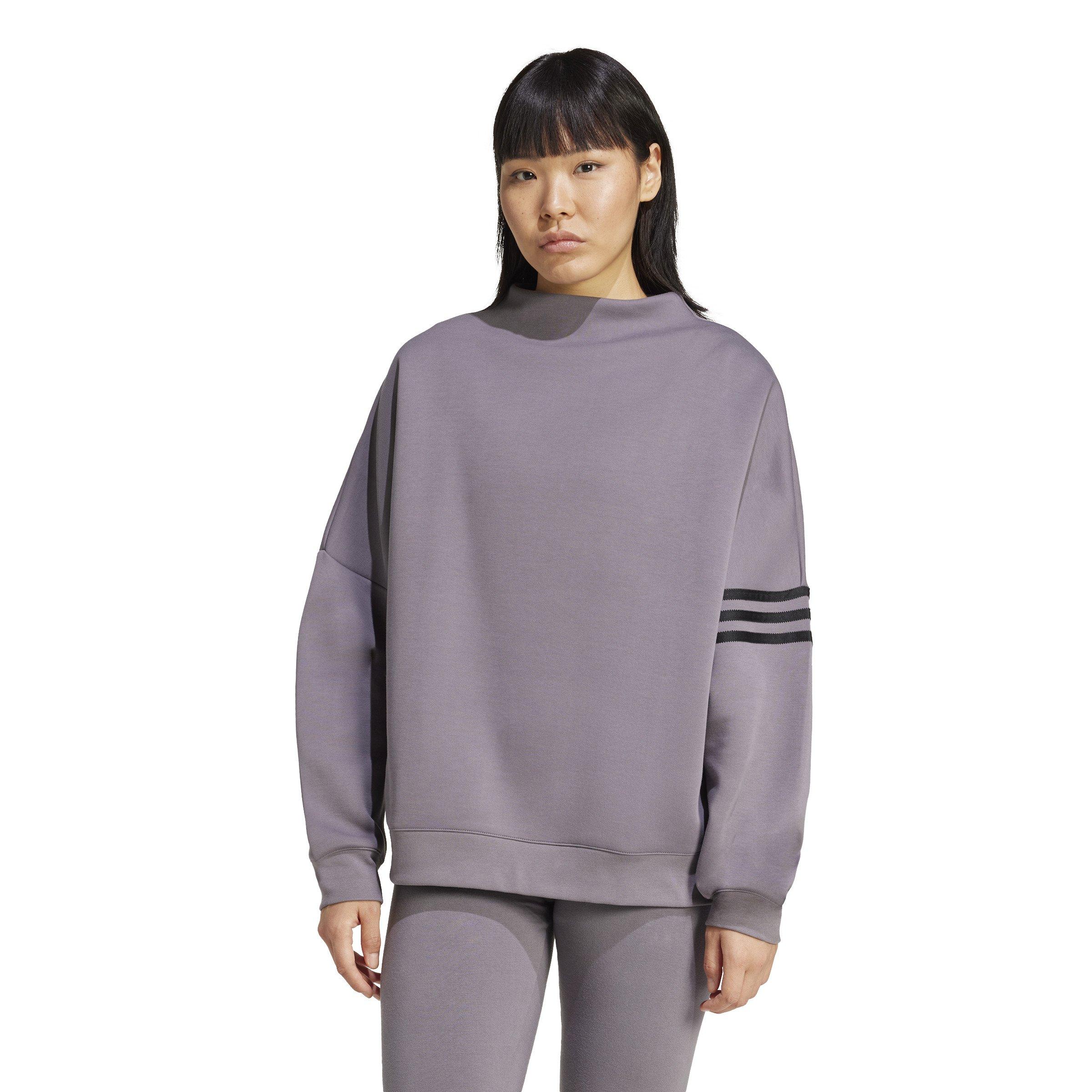adidas Originals Women s Neuclassics Oversized Mock Neck Sweatshirt Grey Hibbett