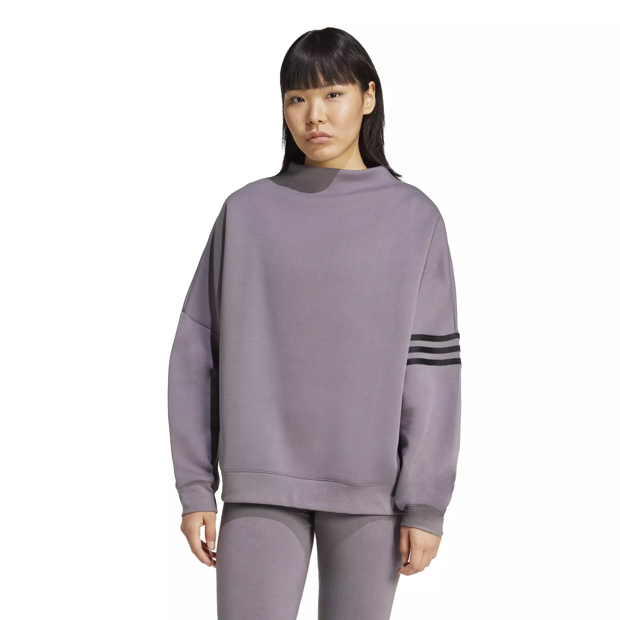 adidas Originals Women's Neuclassics Oversized Mock Neck Sweatshirt - Grey - GREY