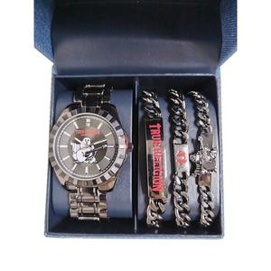 True Religion Men's Round Buddha Watch Set -Gunmetal