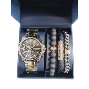 True Religion Men's Round Chronograph Watch/Bracelet Set - Gold/Silver
