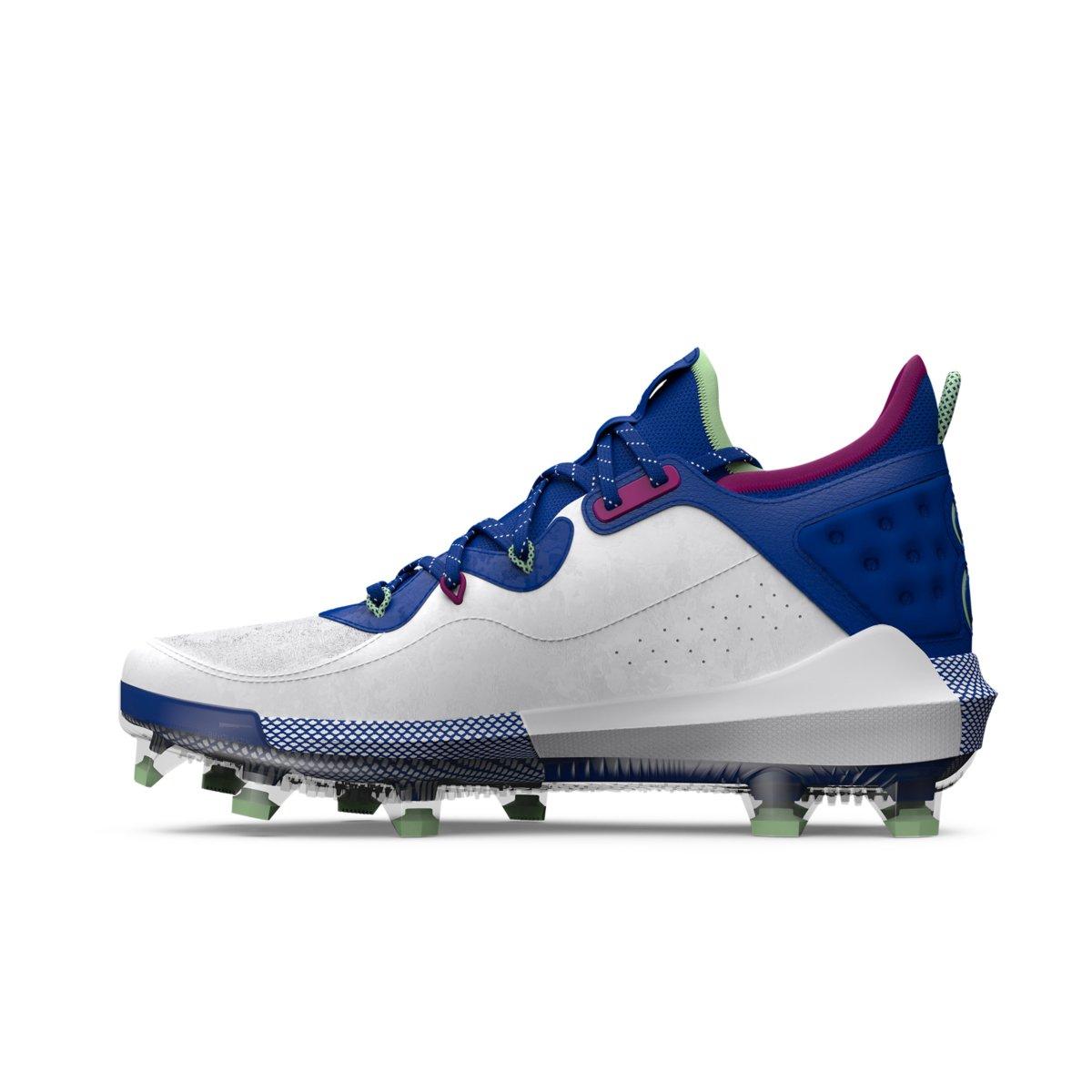 Men\'s UA Harper 8 Low ST Metal Baseball Cleats White/Navy #3026588-103 Size 8.5 Under Armour Harper 8 TPU Jr. Baseball Cleat - Boys main image 4
