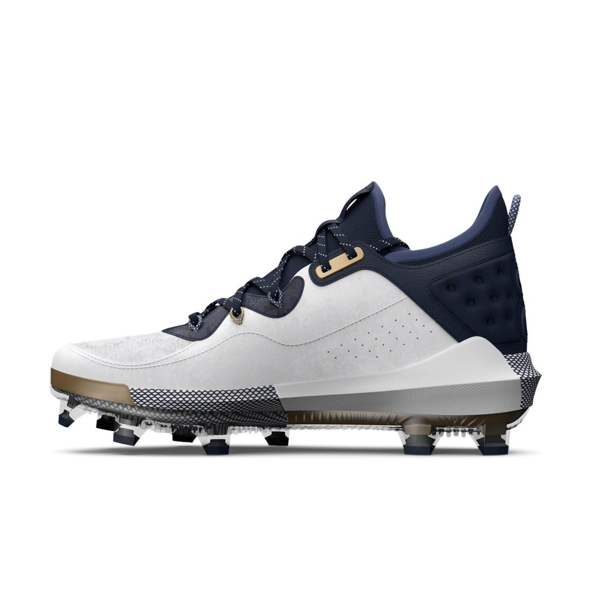 Under Armour Harper 8 Elite TPU "White/Midnight Navy" Men's Baseball Cleat - WHITE/NAVY Thumbnail View 2