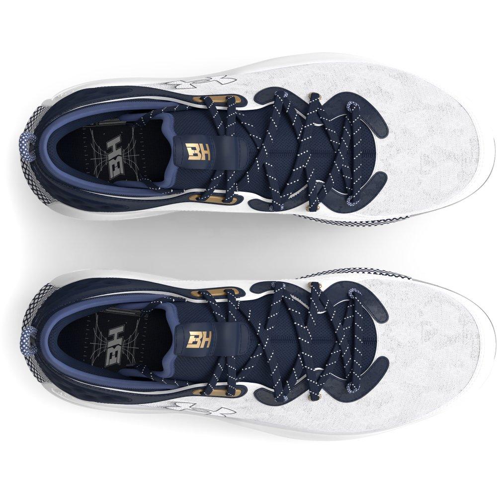 Under Armour Harper 8 Elite TPU "White/Midnight Navy" Men's Baseball Cleat - WHITE/NAVY Thumbnail View 3