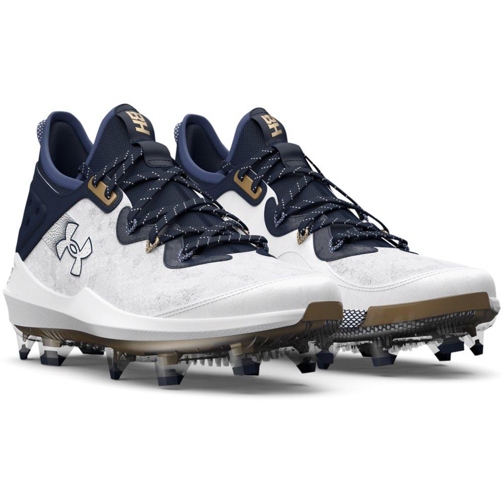 Under Armour Harper 8 Elite TPU "White/Midnight Navy" Men's Baseball Cleat - WHITE/NAVY Thumbnail View 4