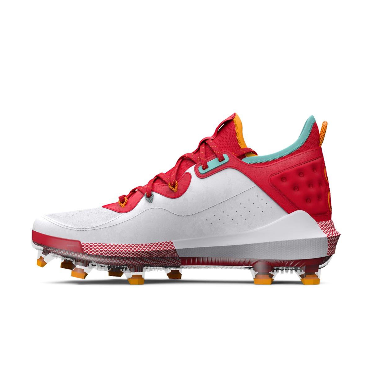 Under Armour Harper 8 Elite TPU "White/Red" Men's Baseball Cleat - WHITE/RED Thumbnail View 2