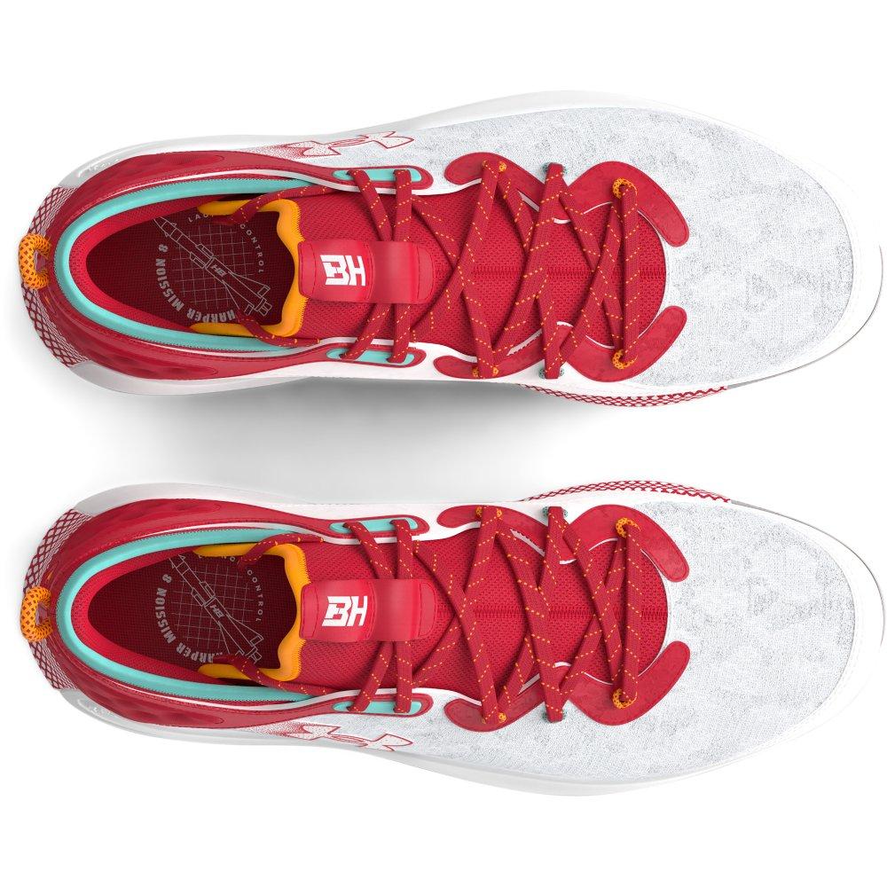 Under Armour Harper 8 Elite TPU "White/Red" Men's Baseball Cleat - WHITE/RED Thumbnail View 3