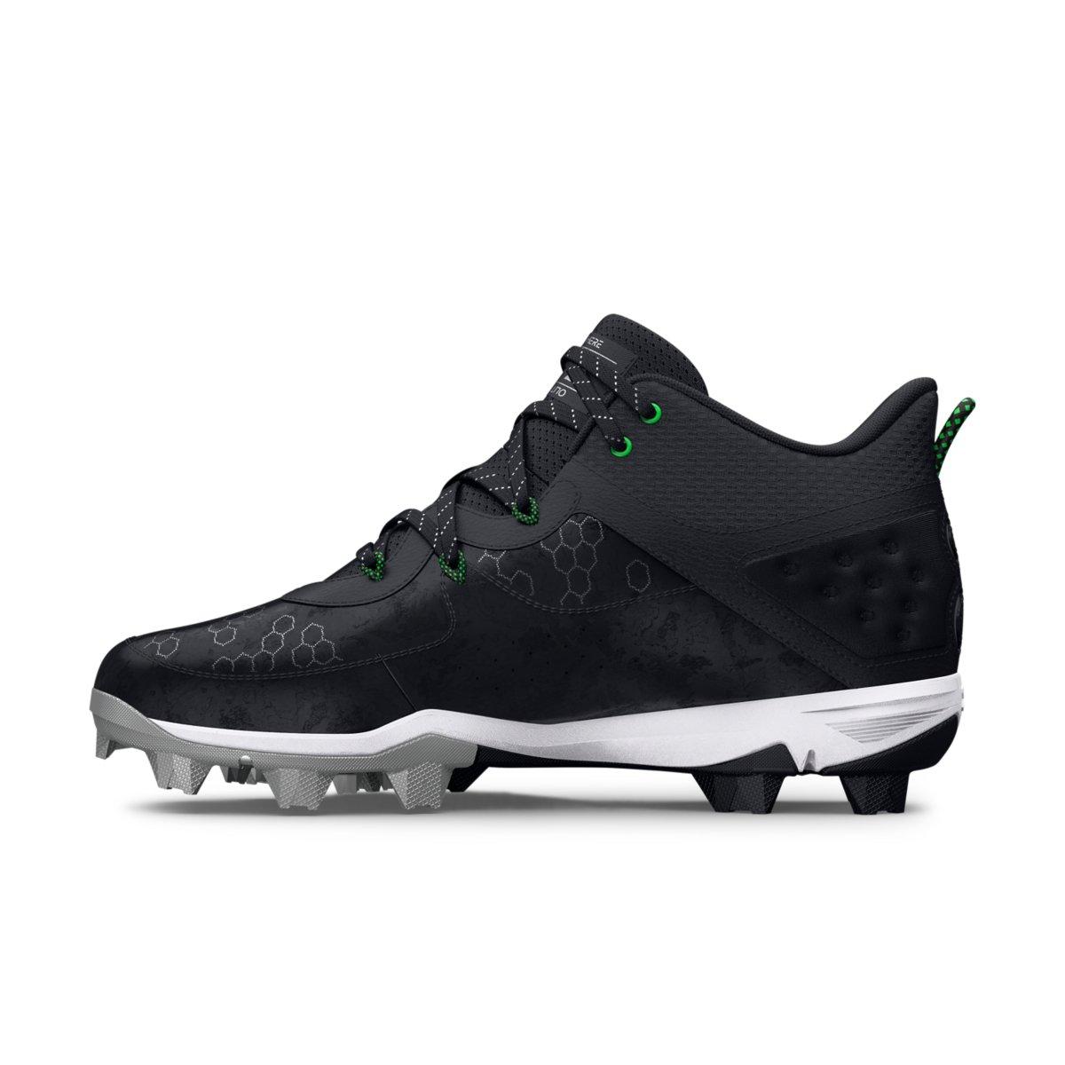 Under Armour Harper 8 Mid RM "Black/Metallic Silver" Men's Baseball Cleat - BLACK/SILVER Thumbnail View 2