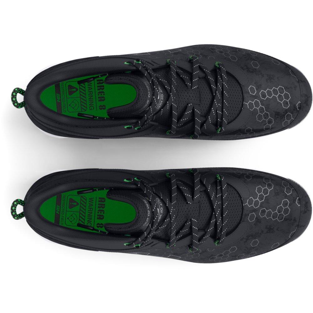 Under Armour Harper 8 Mid RM "Black/Metallic Silver" Men's Baseball Cleat - BLACK/SILVER Thumbnail View 3