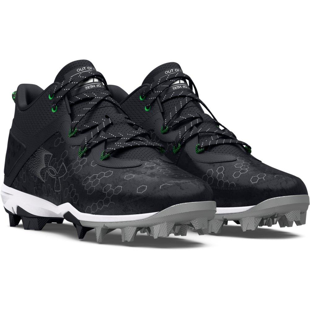 Under Armour Harper 8 Mid RM "Black/Metallic Silver" Men's Baseball Cleat - BLACK/SILVER Thumbnail View 4