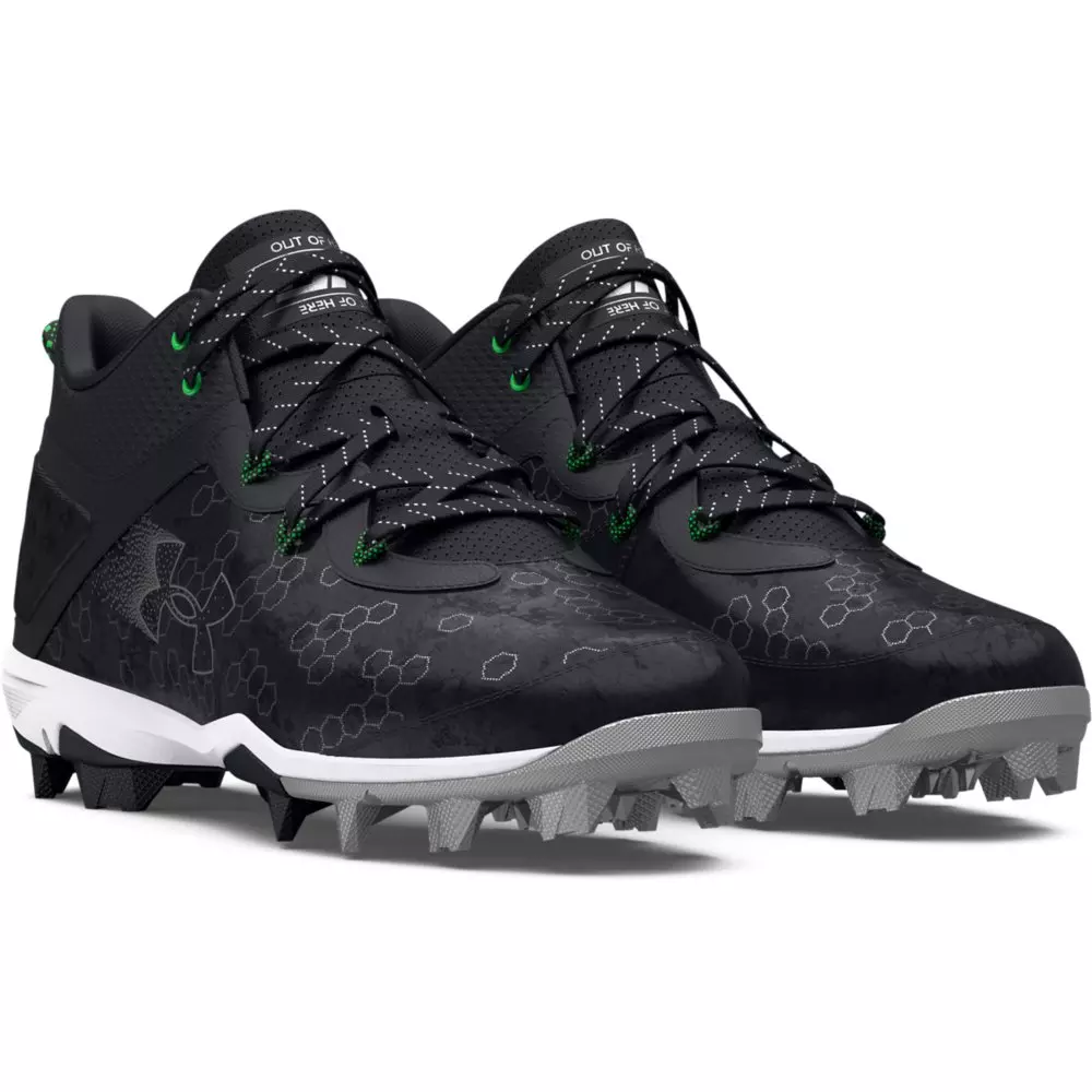 Under Armour Harper 8 Mid RM "Black/Metallic Silver" Men's Baseball Cleat - BLACK/SILVER