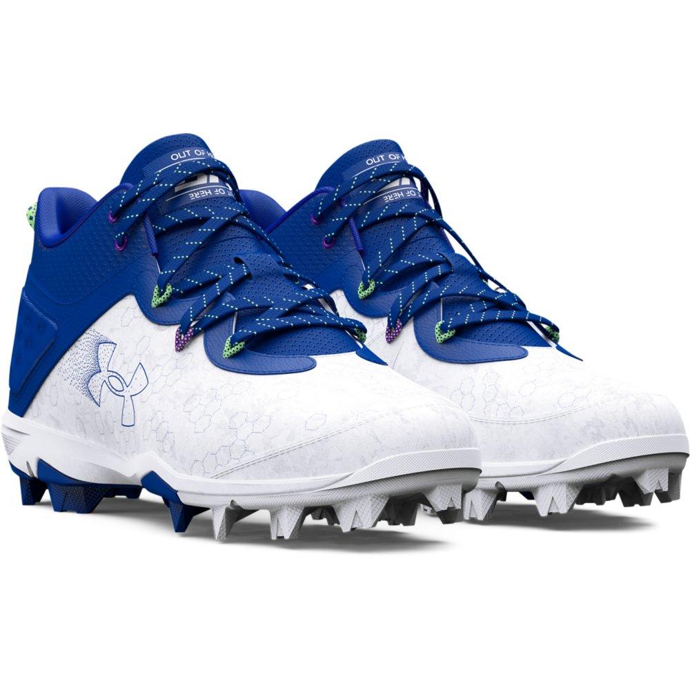 Under Armour Harper 8 Mid RM "Royal/White" Men's Baseball Cleat - ROYAL/WHITE Thumbnail View 4