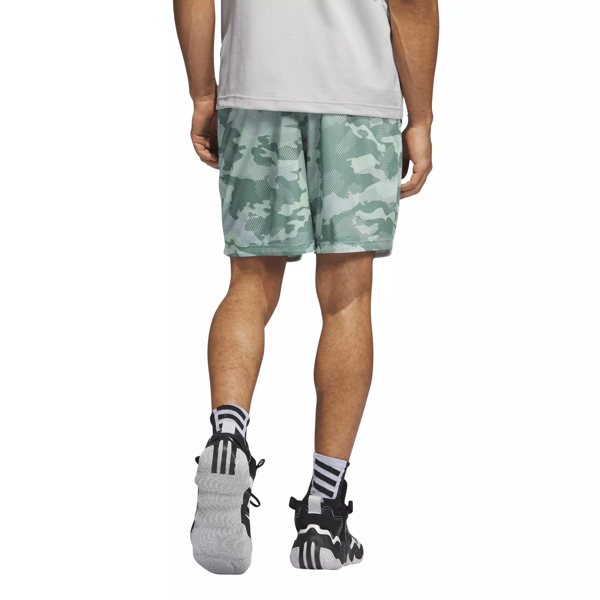 adidas Men's Legends Allover Print Basketball Shorts-Green/Sage - GREEN/SAGE