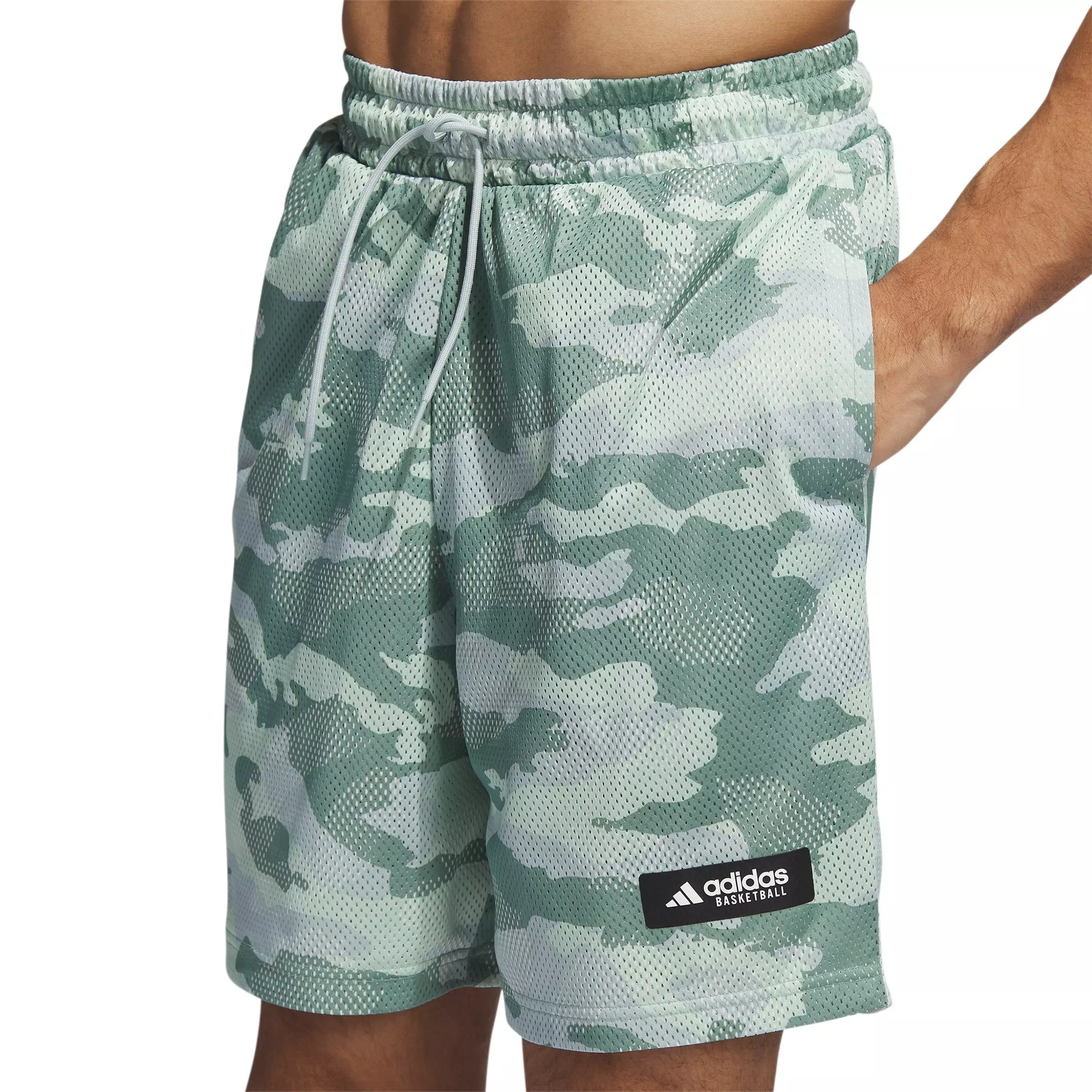 adidas Men's Legends Allover Print Basketball Shorts-Green/Sage - GREEN/SAGE