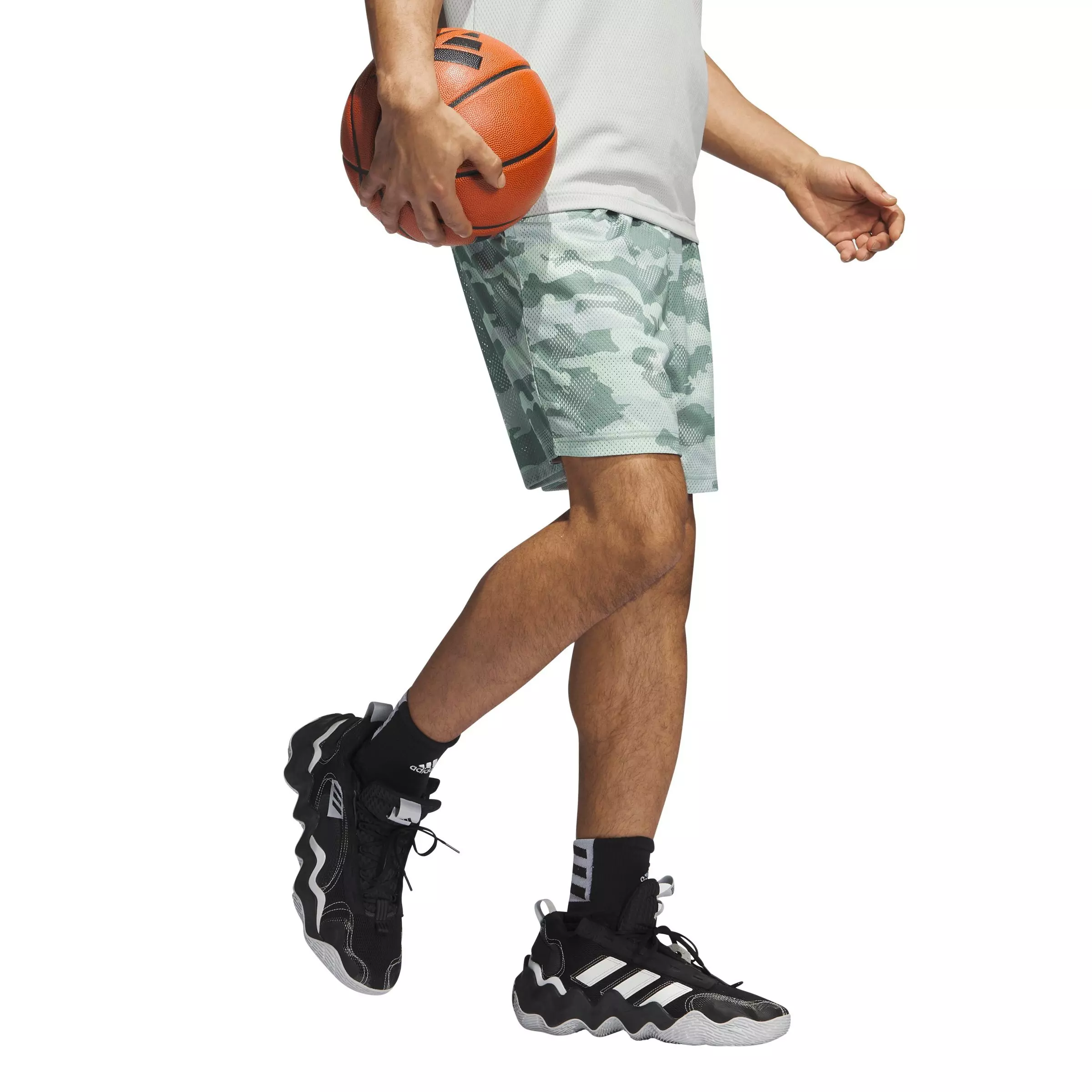 adidas Men's Legends Allover Print Basketball Shorts-Green/Sage - GREEN/SAGE