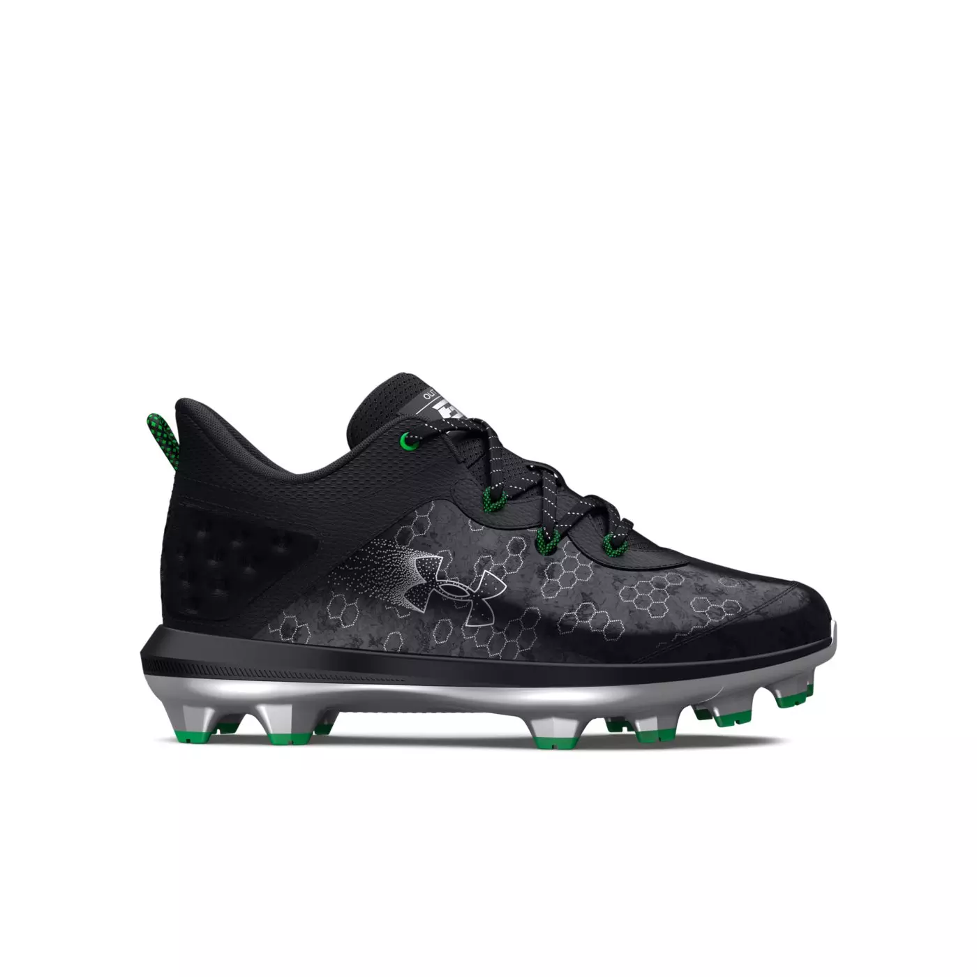 Under Armour Harper 8 TPU Jr. "Black/Metallic Silver" Grade School Boys' Baseball Cleat - BLACK/SILVER