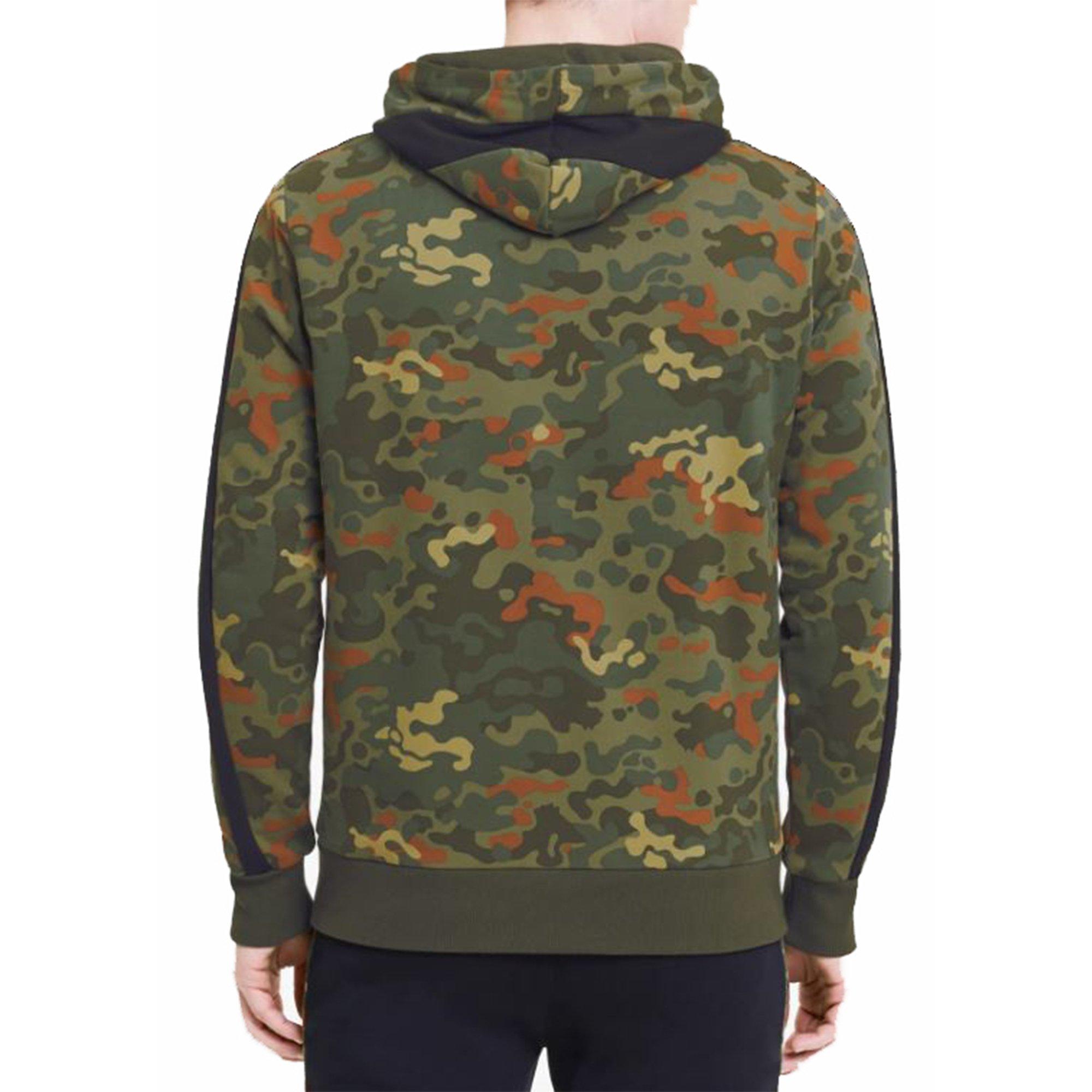 PUMA Men's Classics Graphics All Over Print Logo Hoodie - DK GREEN Thumbnail View 2