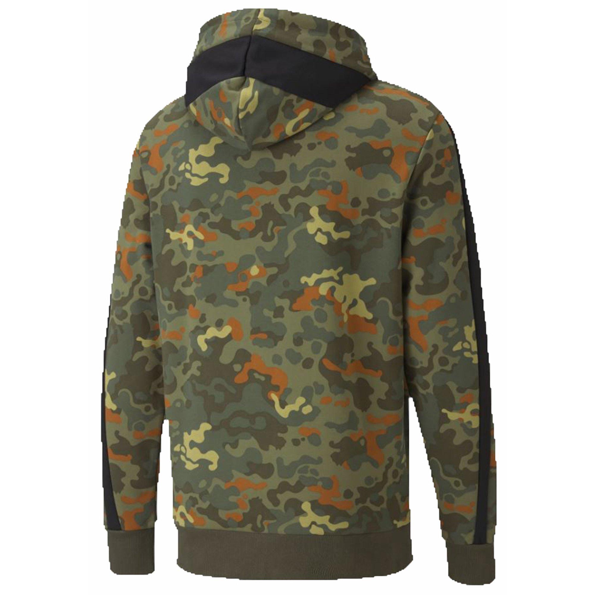 PUMA Men's Classics Graphics All Over Print Logo Hoodie - DK GREEN Thumbnail View 4