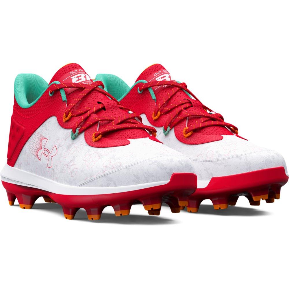 Under armour best sale red baseball cleats