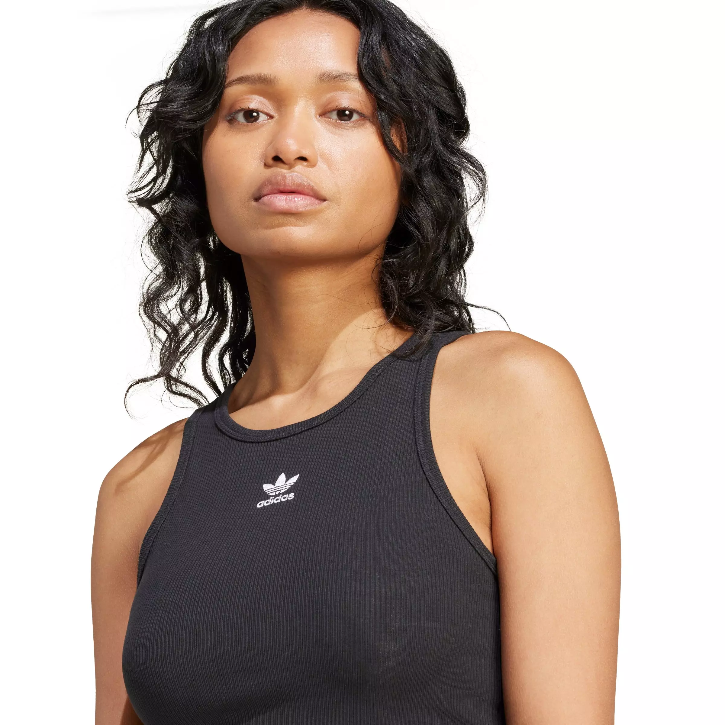 adidas Originals Essentials Ribbed Tank Top-Black - BLACK