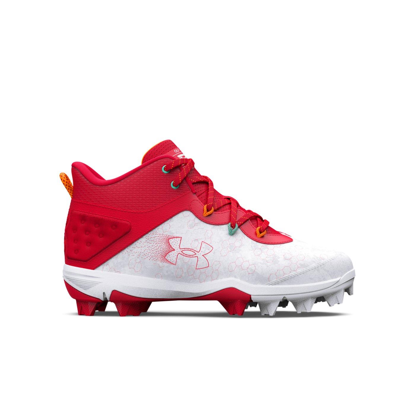 Under Armour Boys' Harper 8 TPU Jr. USA Baseball Cleats - White, 4